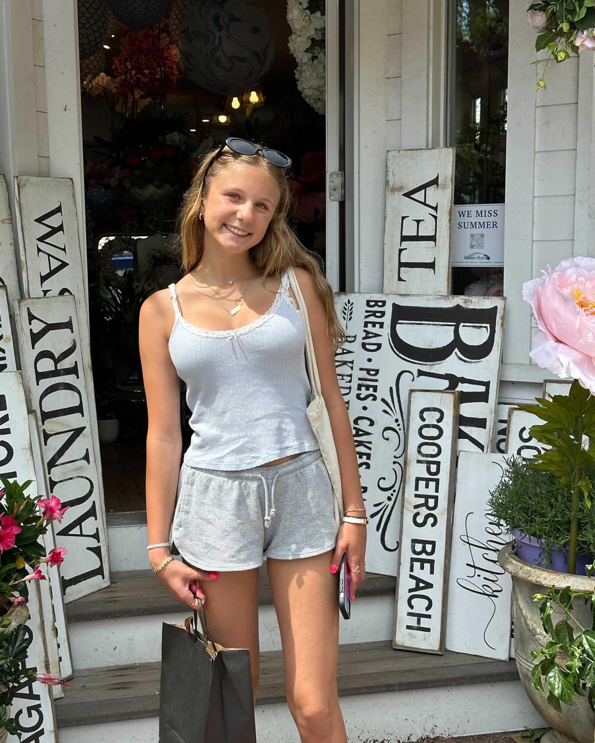 Bryn Hoppy shopping in the Hamptons. 