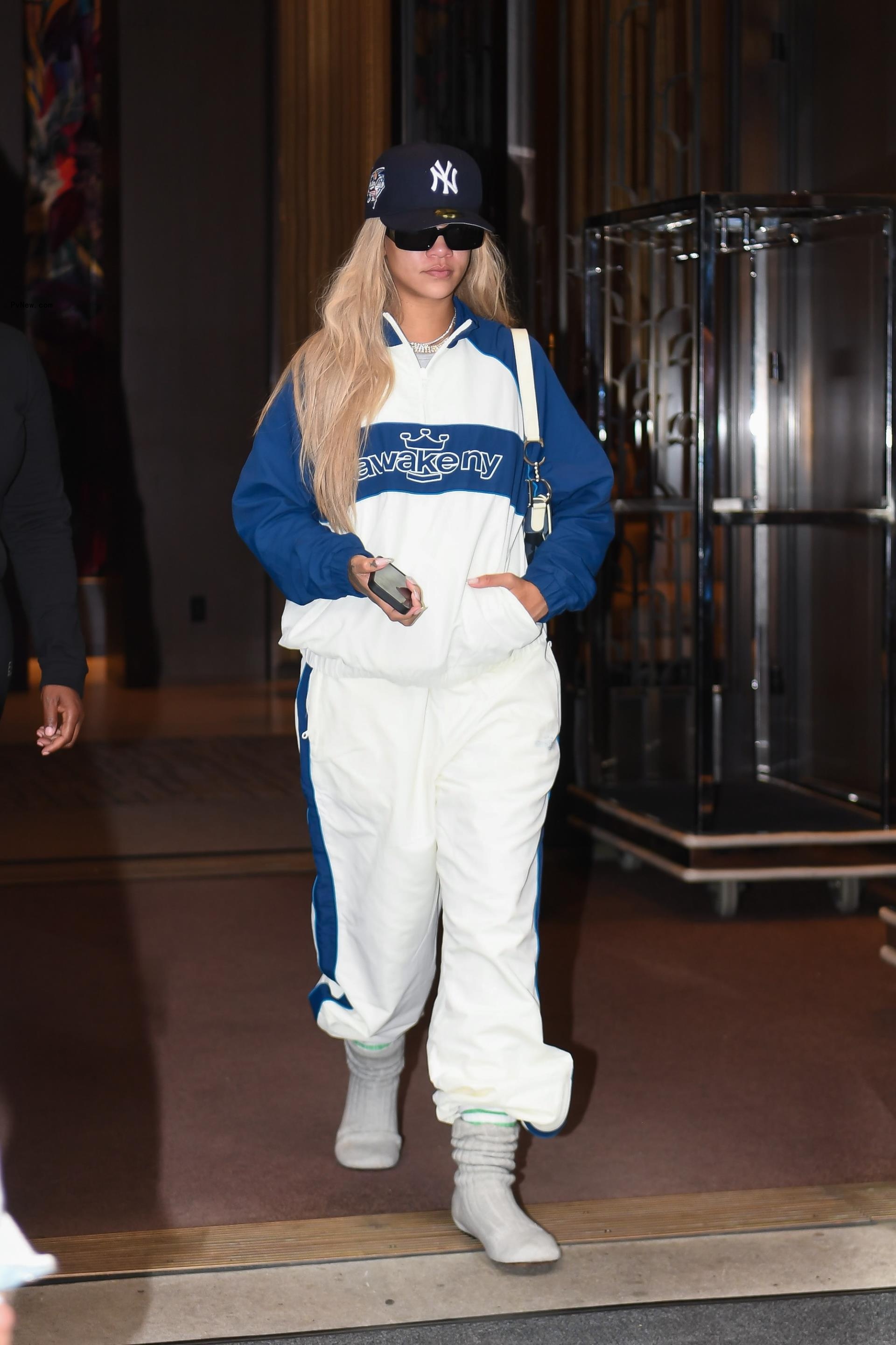 Rihanna with long blond hair