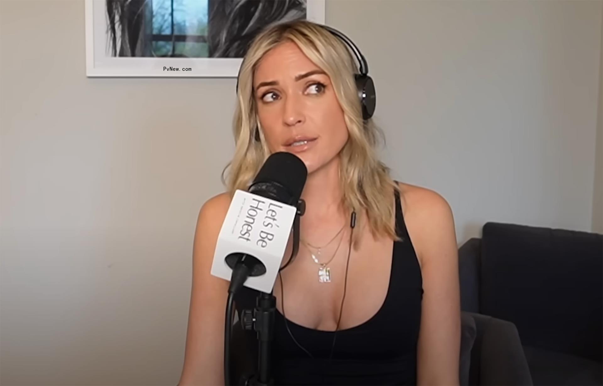Kristin Cavallari talking on her podcast.