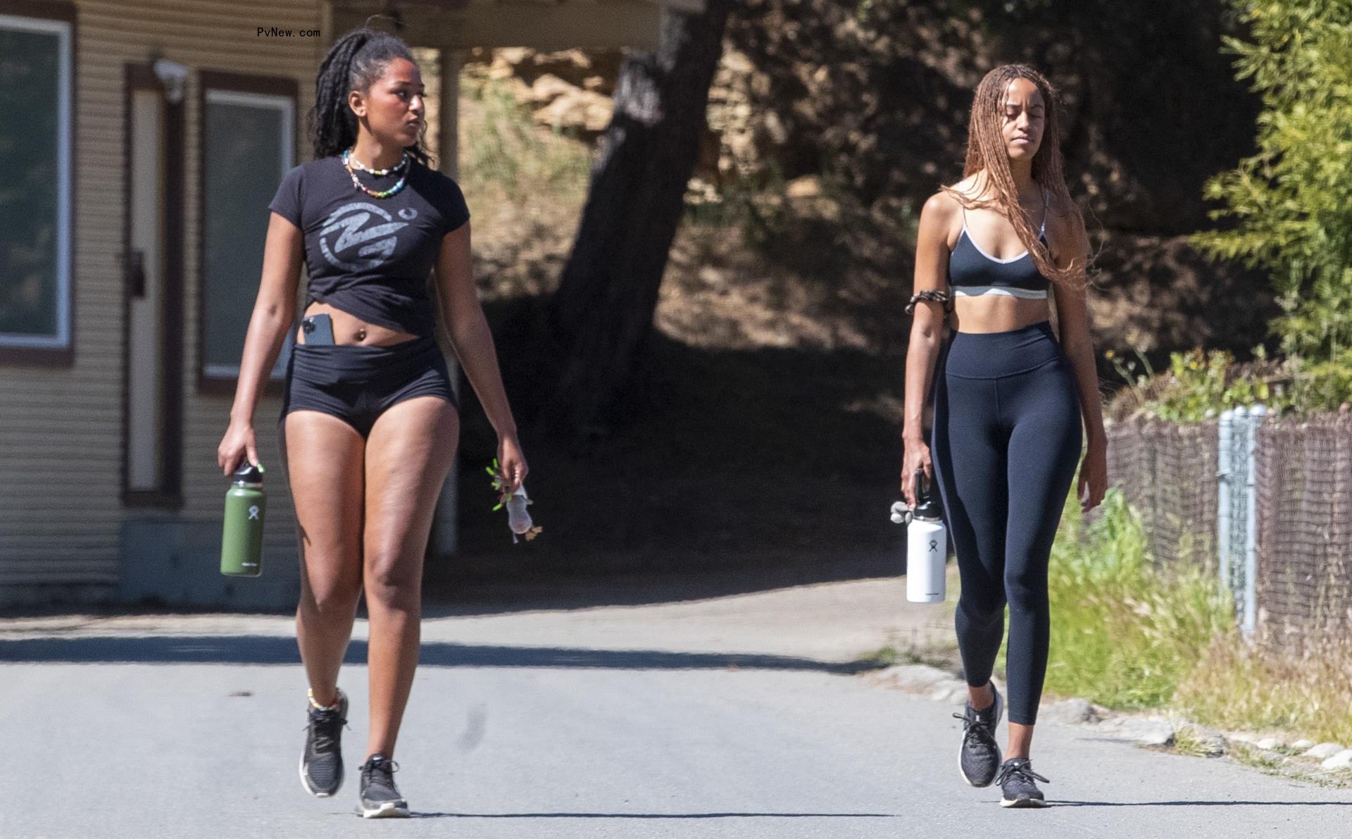 Malia and Sasha Obama on a hike in 2022.