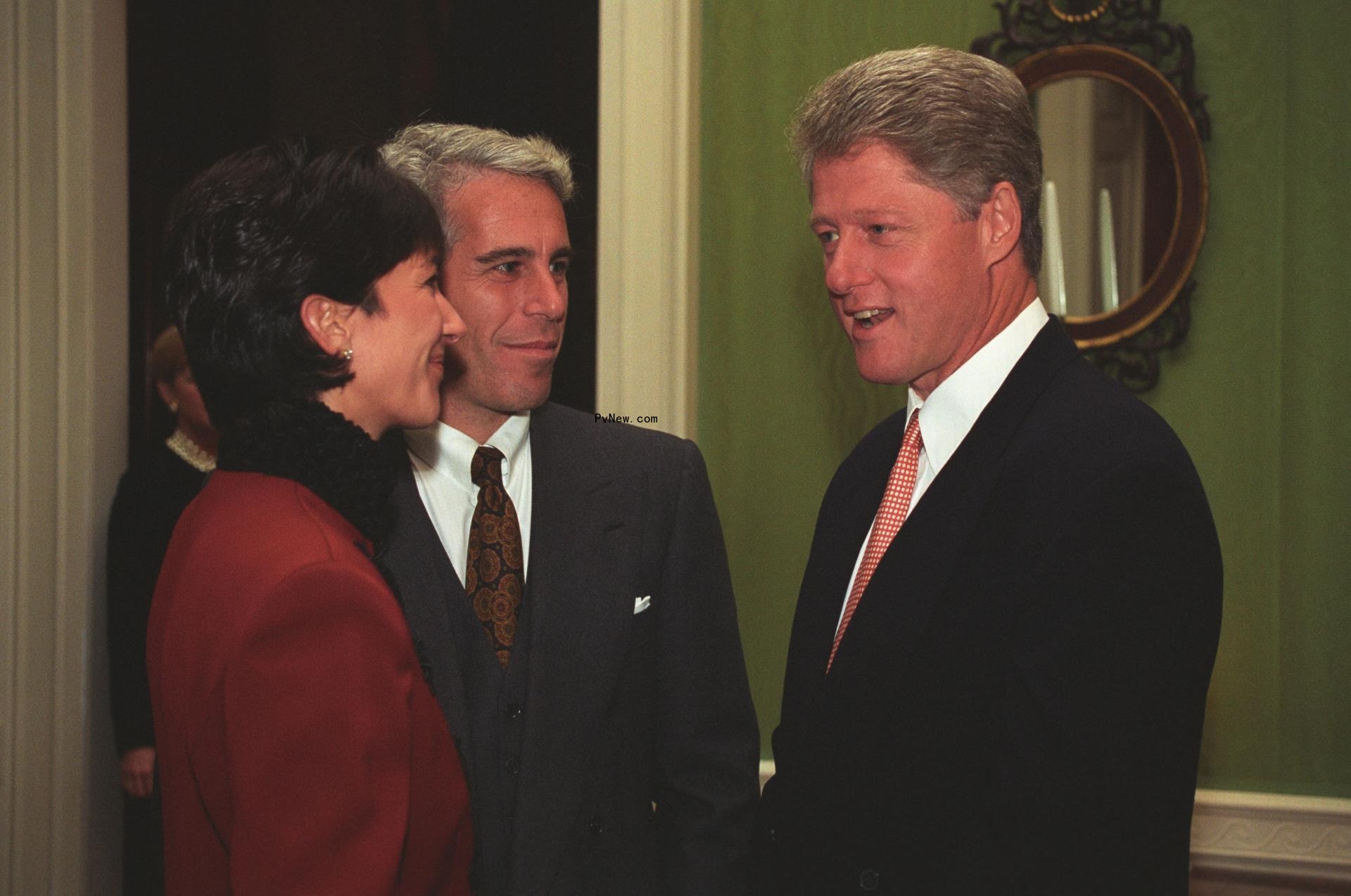 Bill Clinton speaking to Jeffrey Epstein and Ghislaine Maxwell.