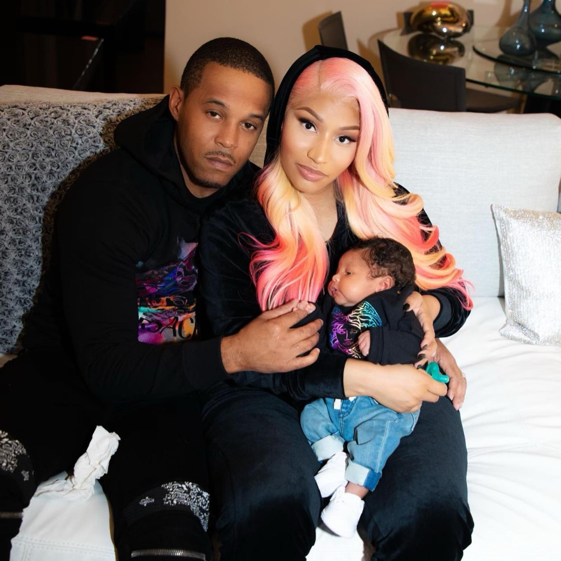 Nicki Minaj, Kenneth Petty and their son.