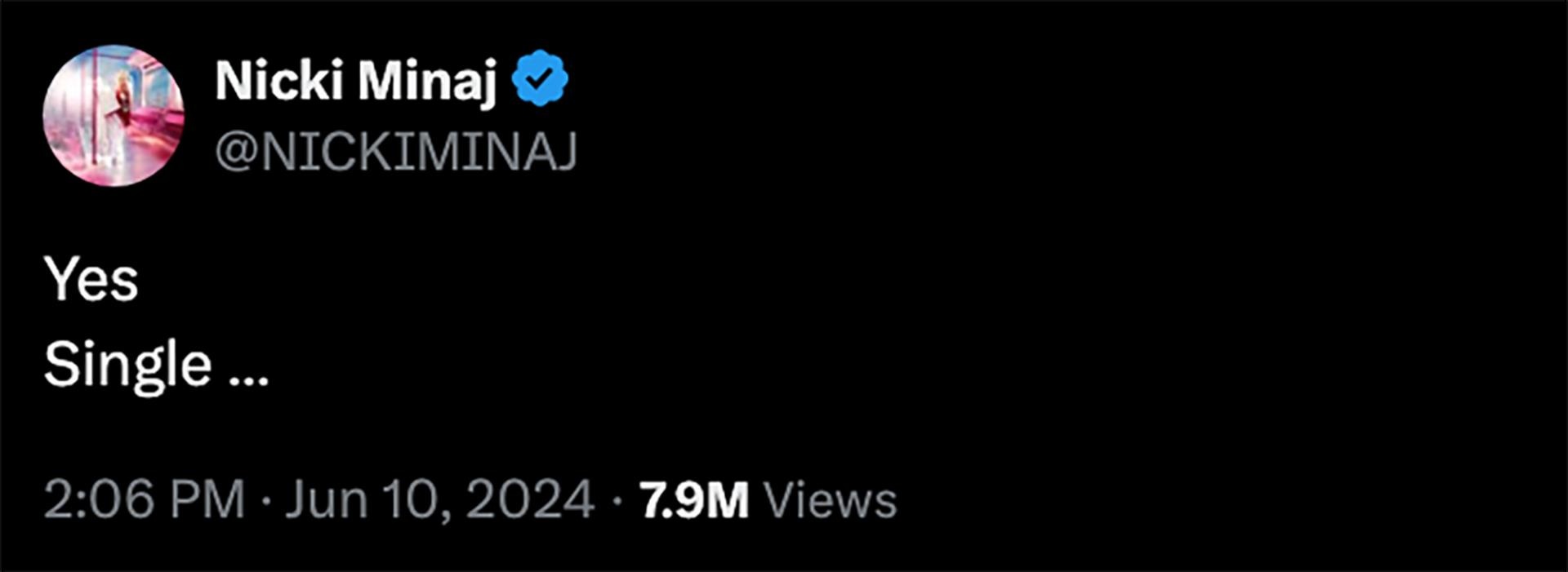 Nicki Minaj's tweet.