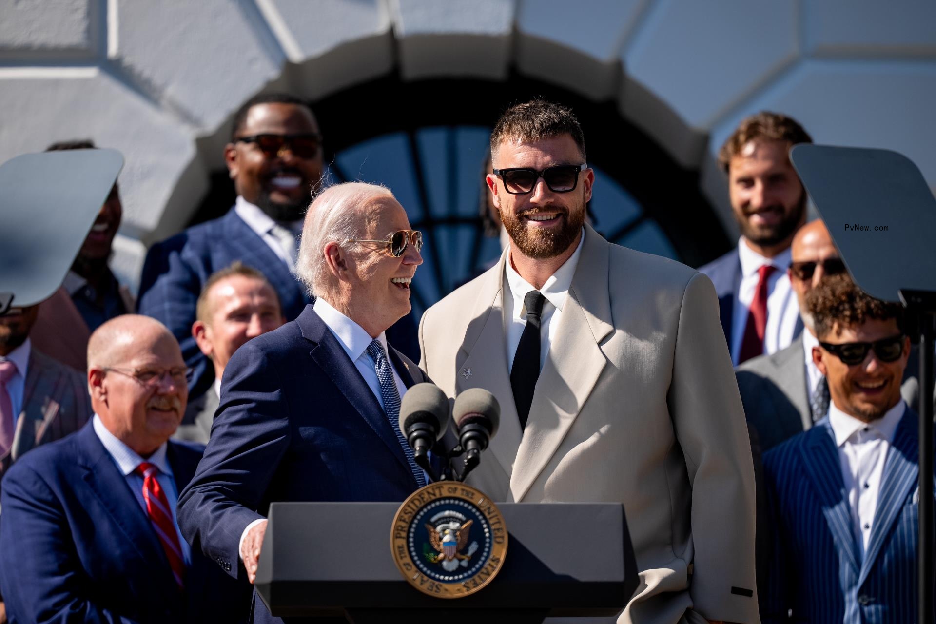 Joe Biden and Travis Kelce