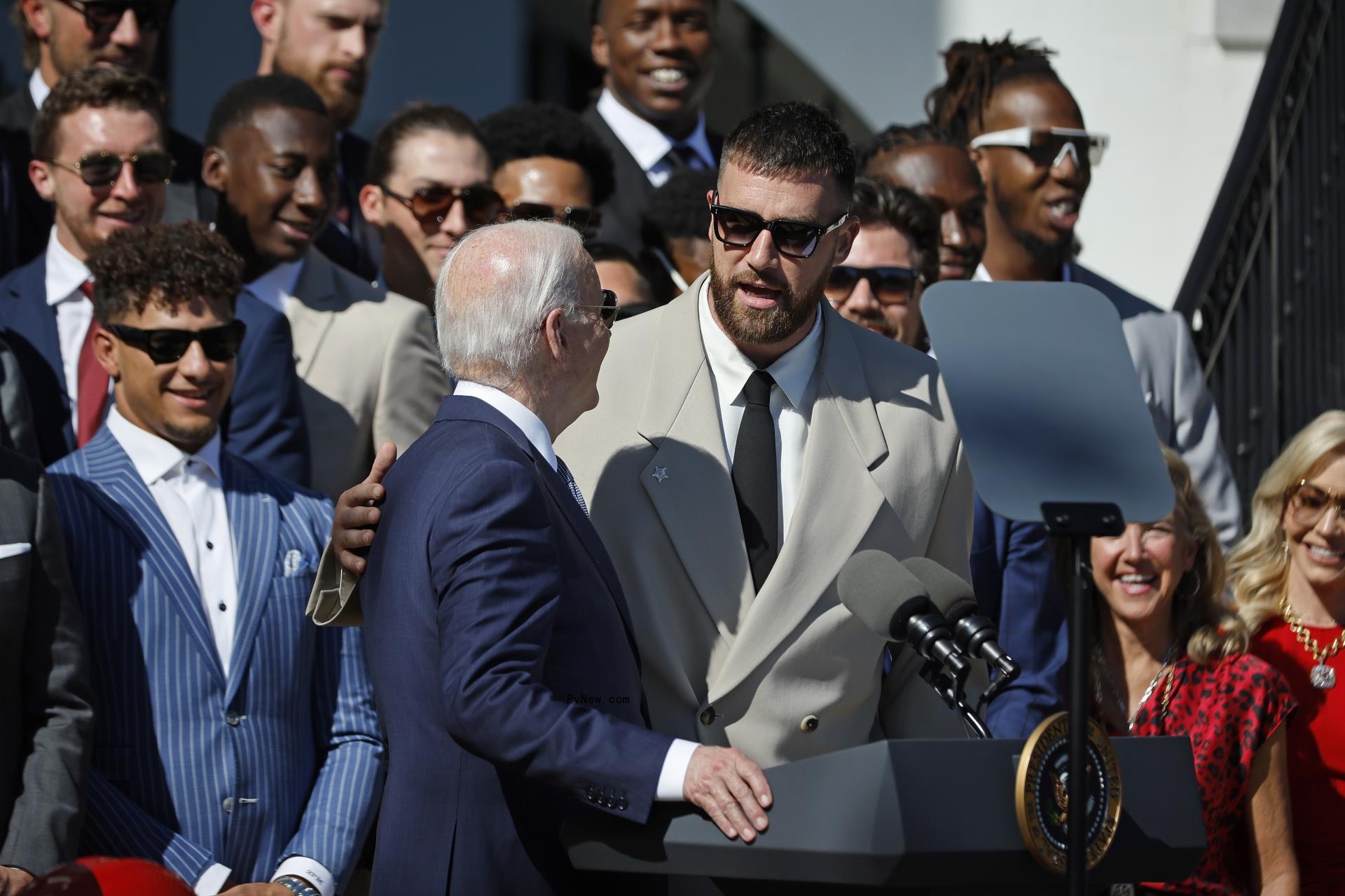 Joe Biden and Travis Kelce