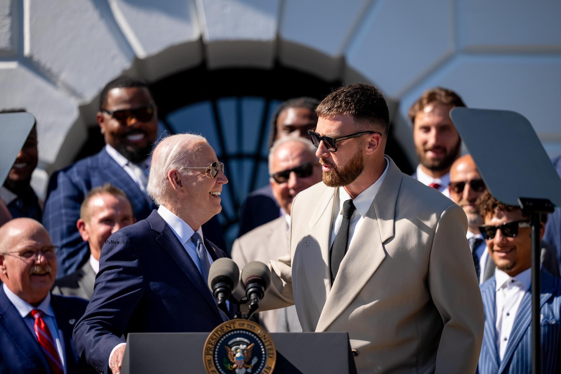 Joe Biden and Travis Kelce