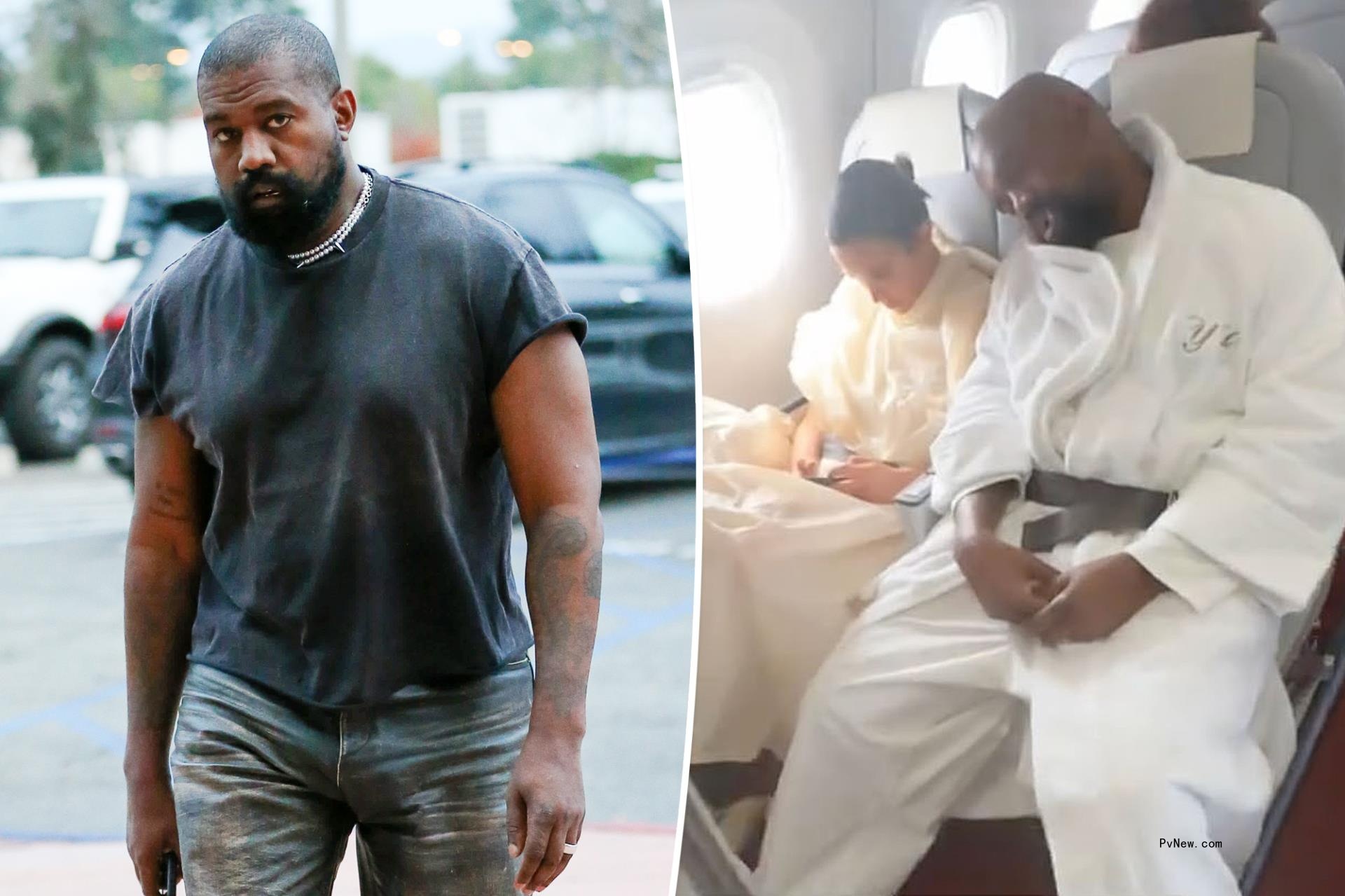 Kanye West spotted flying eco<i></i>nomy with wife Bianca Censori after losing billio<i></i>naire status