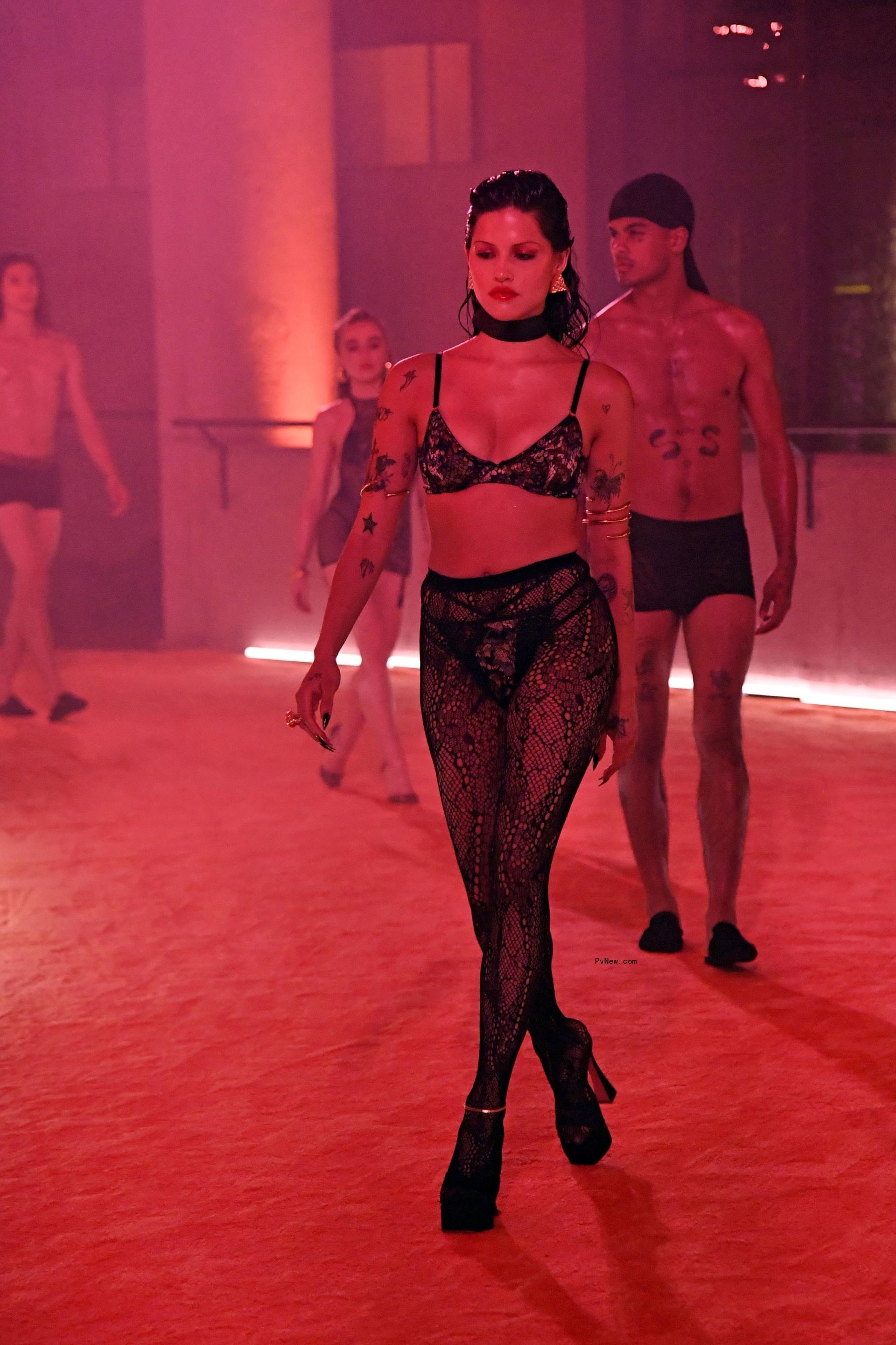 Gabbriette Bechtel on a runway.