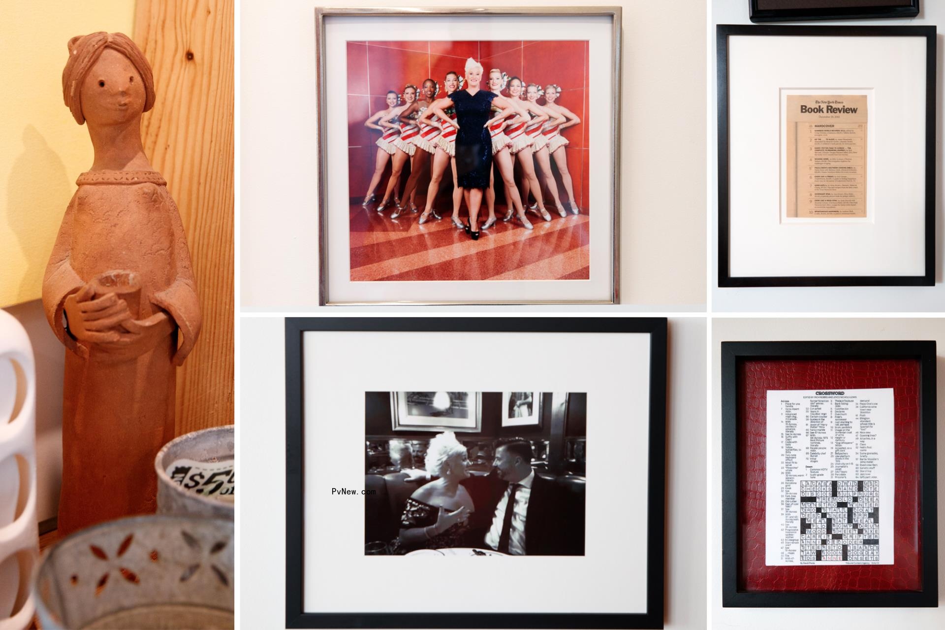 Anne Burrell's art in her Brooklyn apartment. 