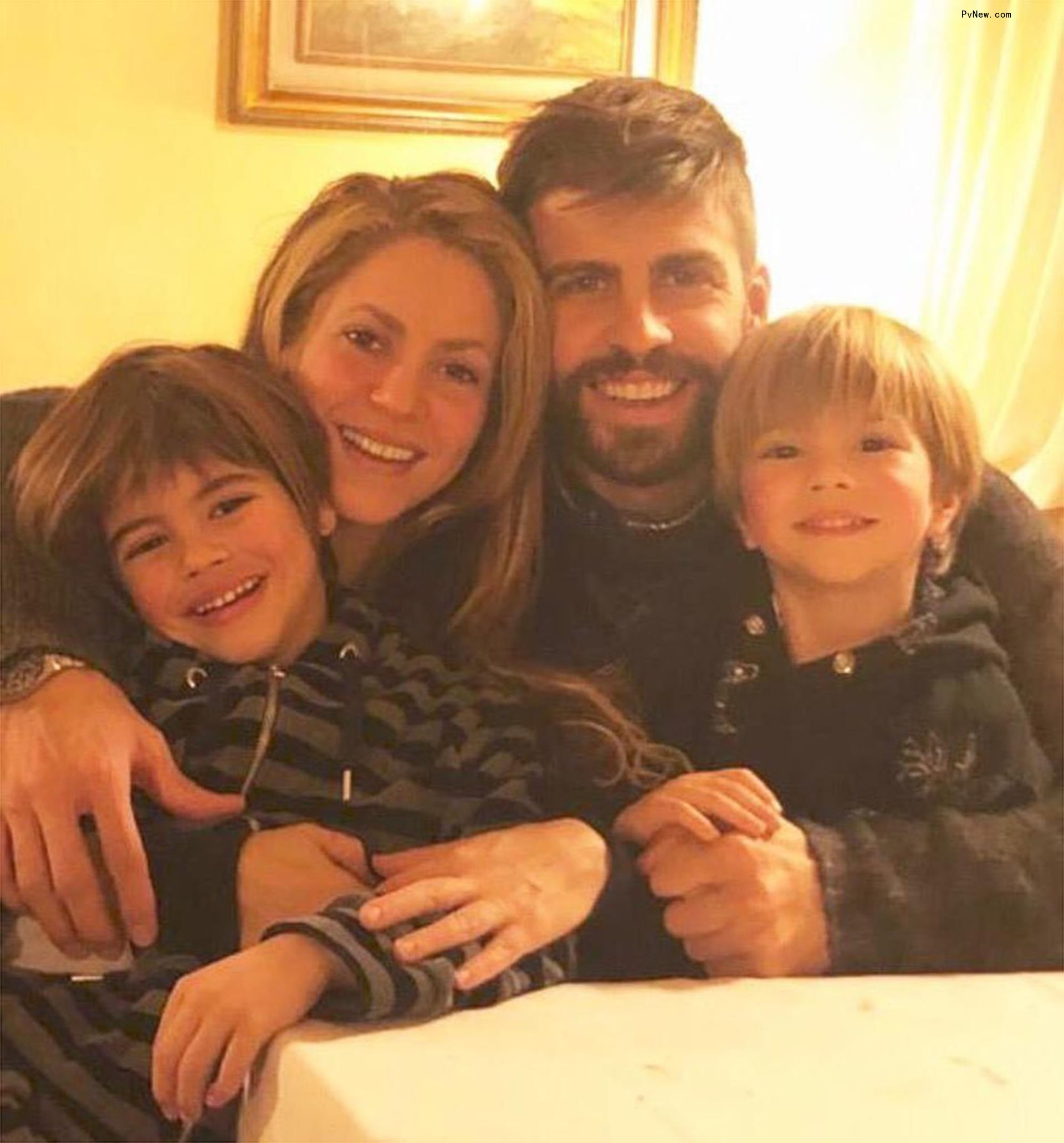 Shakira and Gerard Piqué with their two sons. 