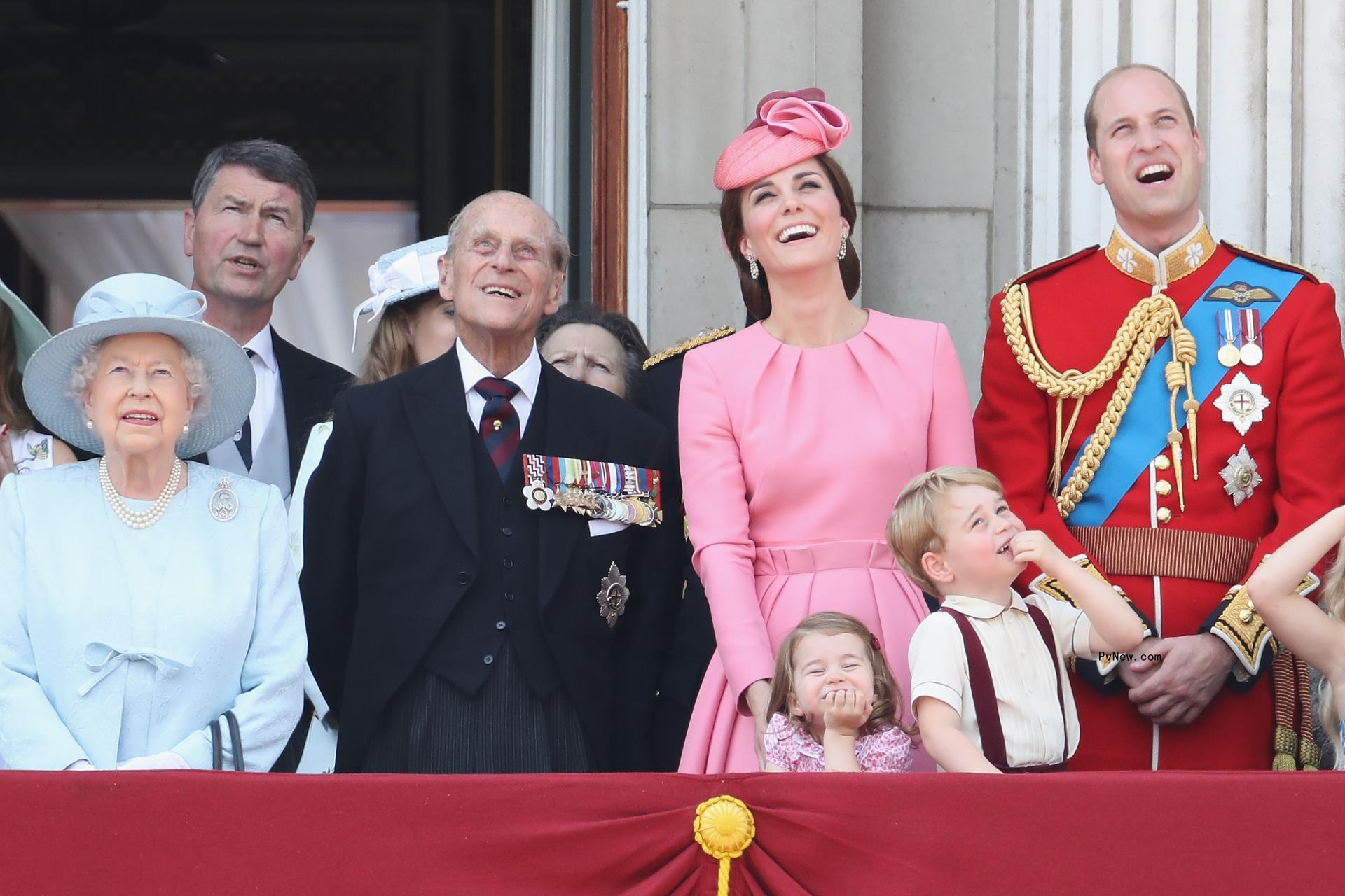 Queen Elizabeth II, Prince Philip, Duke of Edinburgh, Catherine, Duchess of Cambridge, Princess Charlotte of Cambridge, Prince George of Cambridge, Prince William
