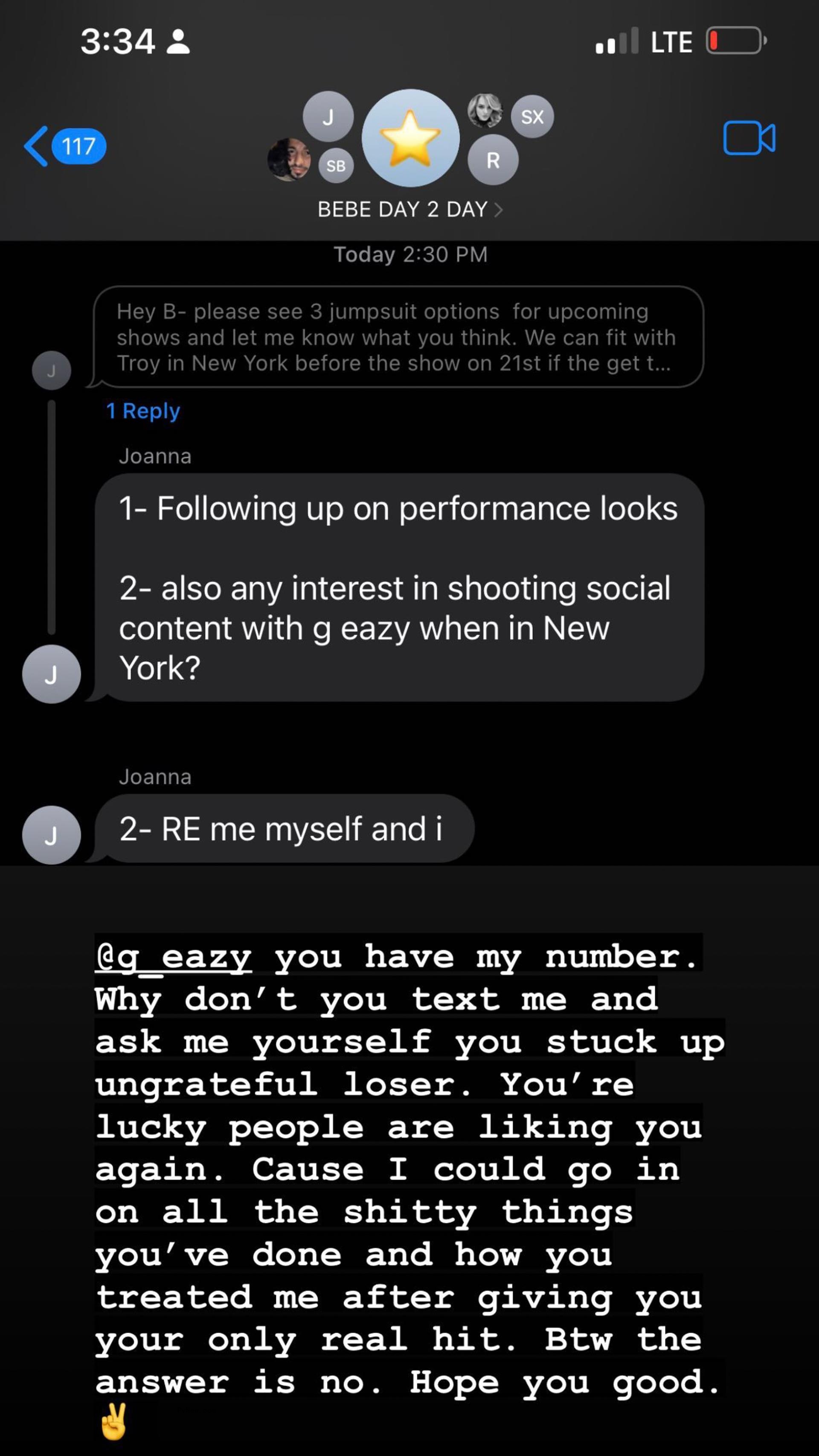 Bebe Rexha's delet<i></i>ed post a<i></i>bout G-Eazy. 