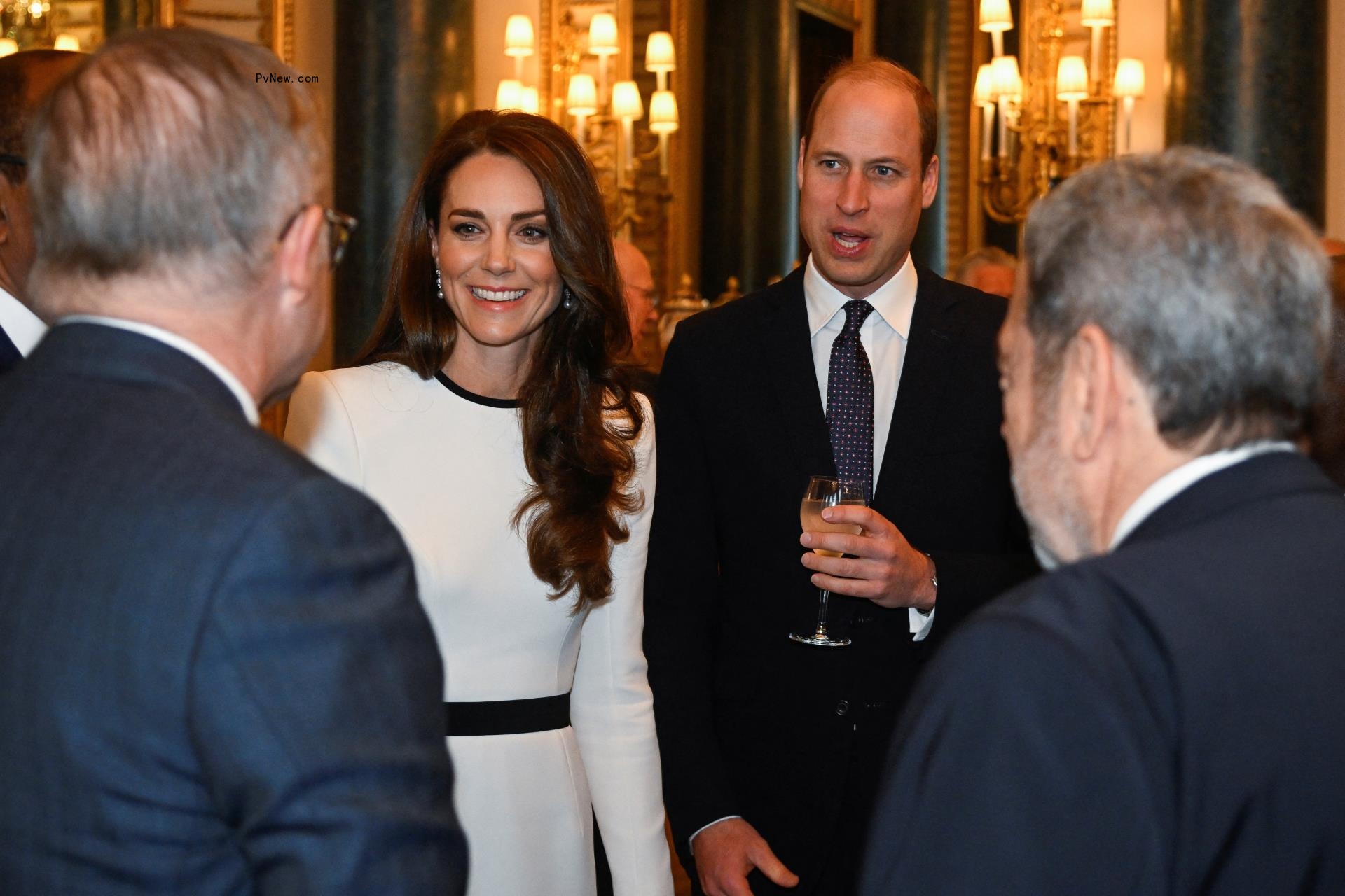 Prince William and Catherine, Princess of Wales attend a Realm Governors General and Prime Ministers Lunch, ahead of the coro<i></i>nation of King Charles III, at Buckingham Palace on May 5, 2023 in London, England.