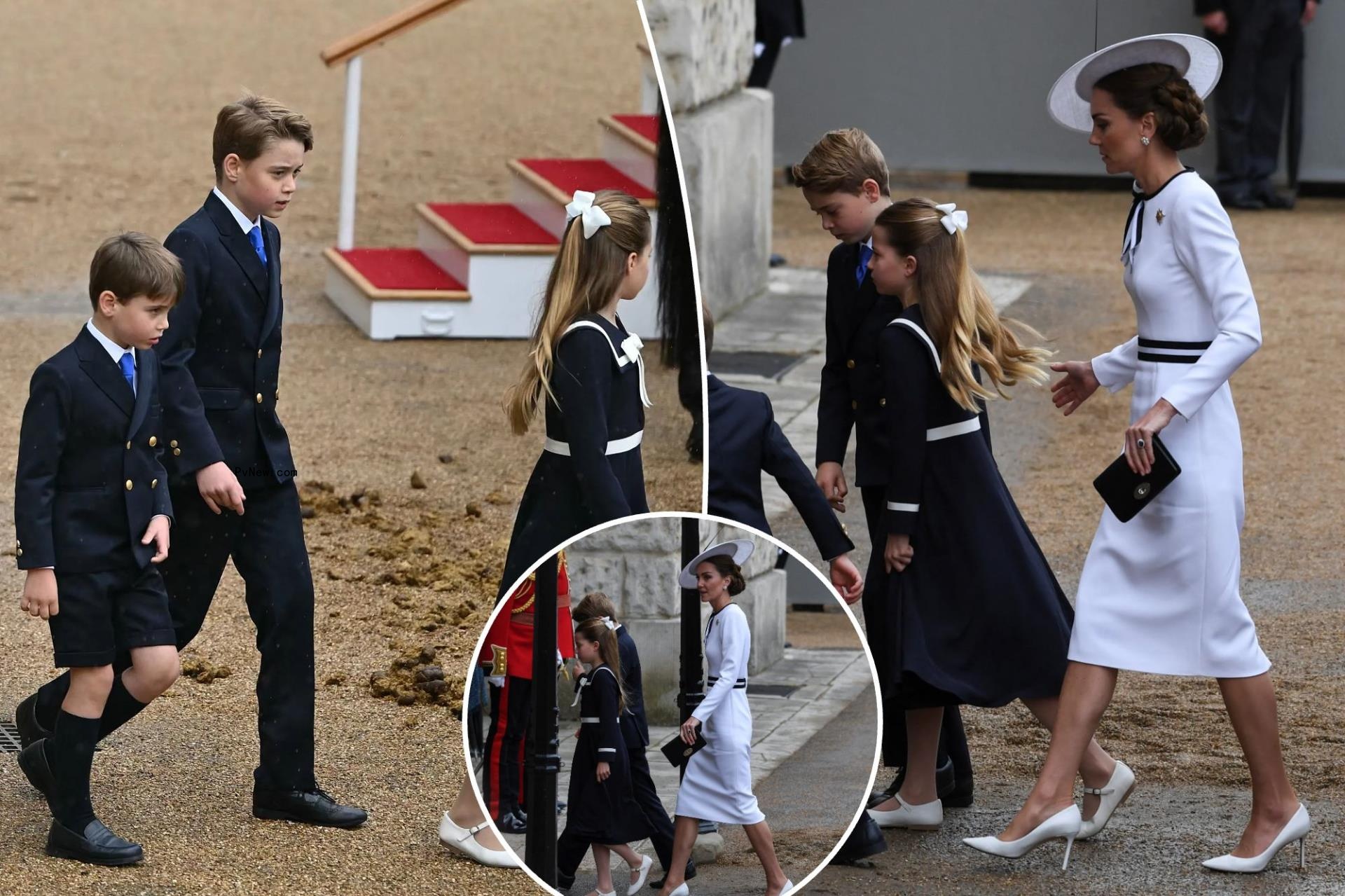 Kate Middleton and kids trooping the colour 2024