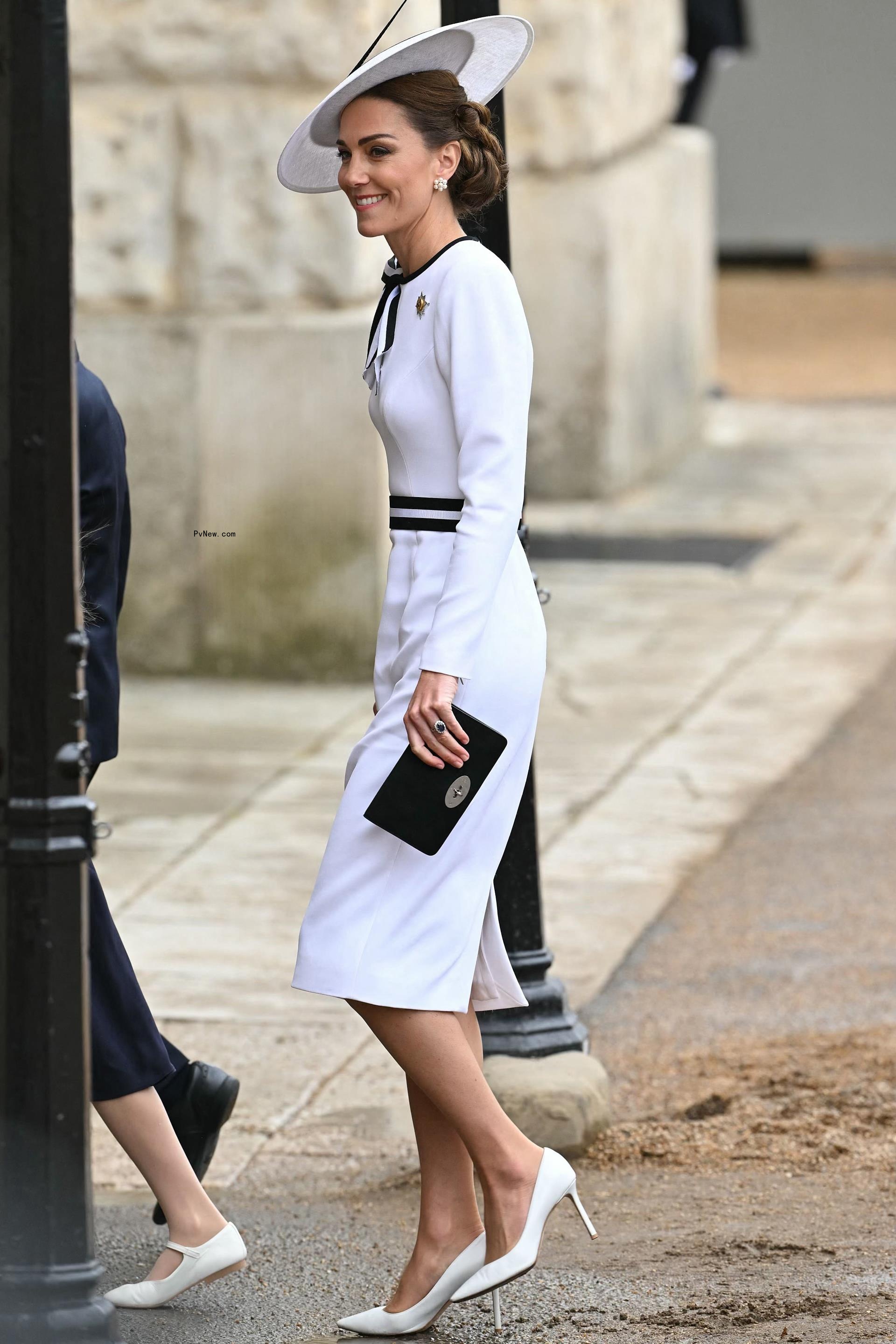 Britain's Catherine, Princess of Wales, arrives to Horse Guards Parade for the King's Birthday Parade