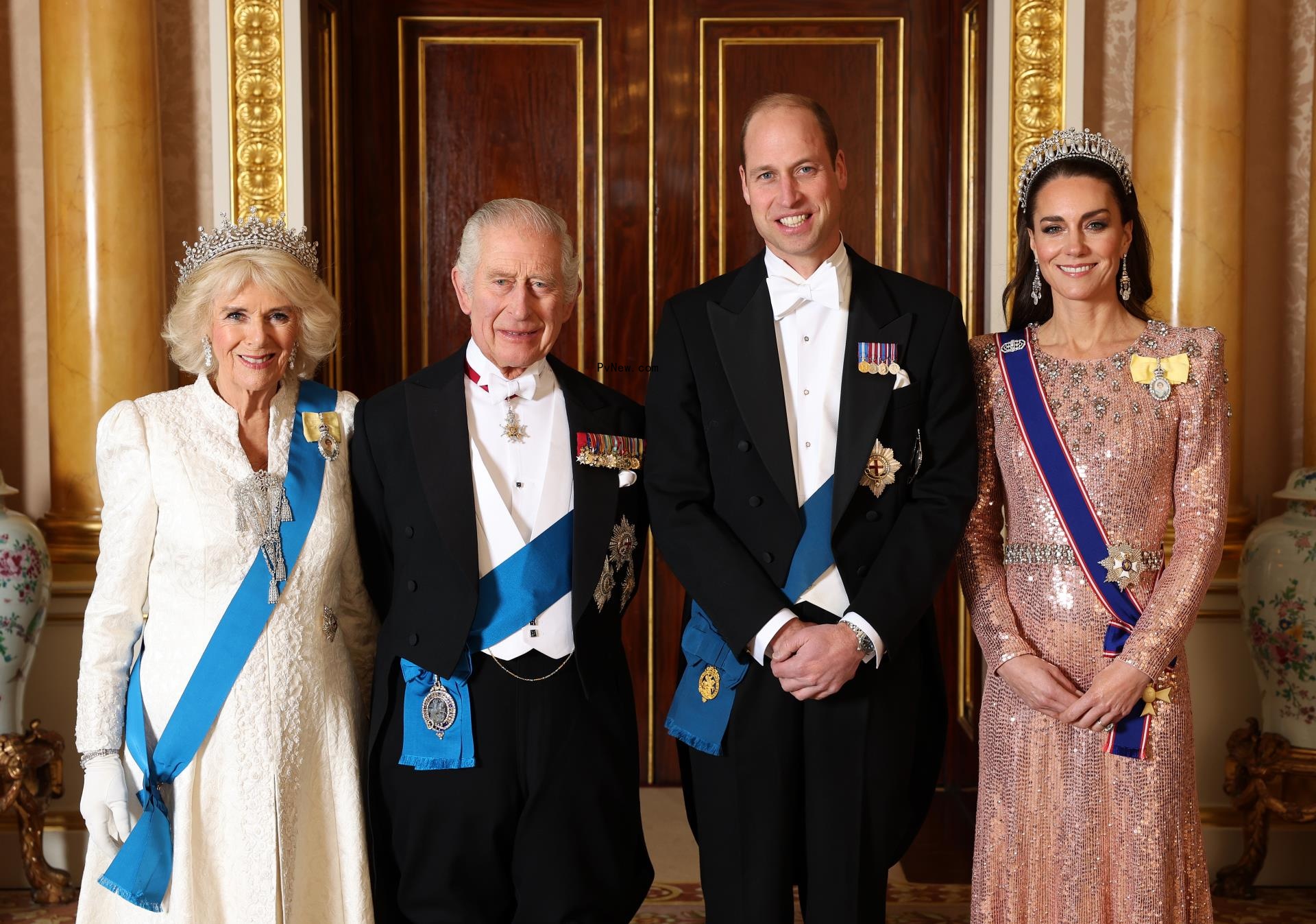  Queen Camilla, King Charles III, Prince William, Prince of Wales and Catherine, Princess of Wales.