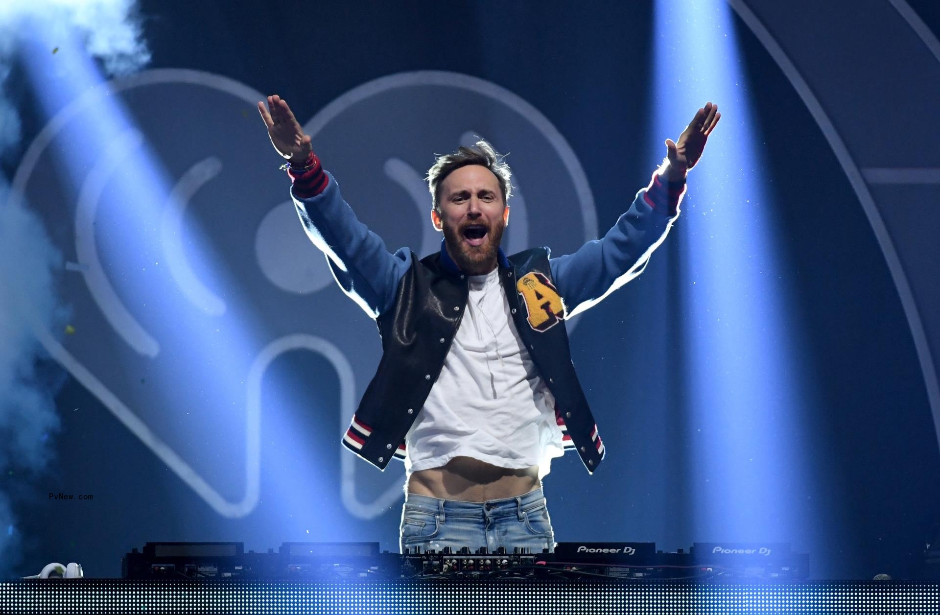 David Guetta performing.