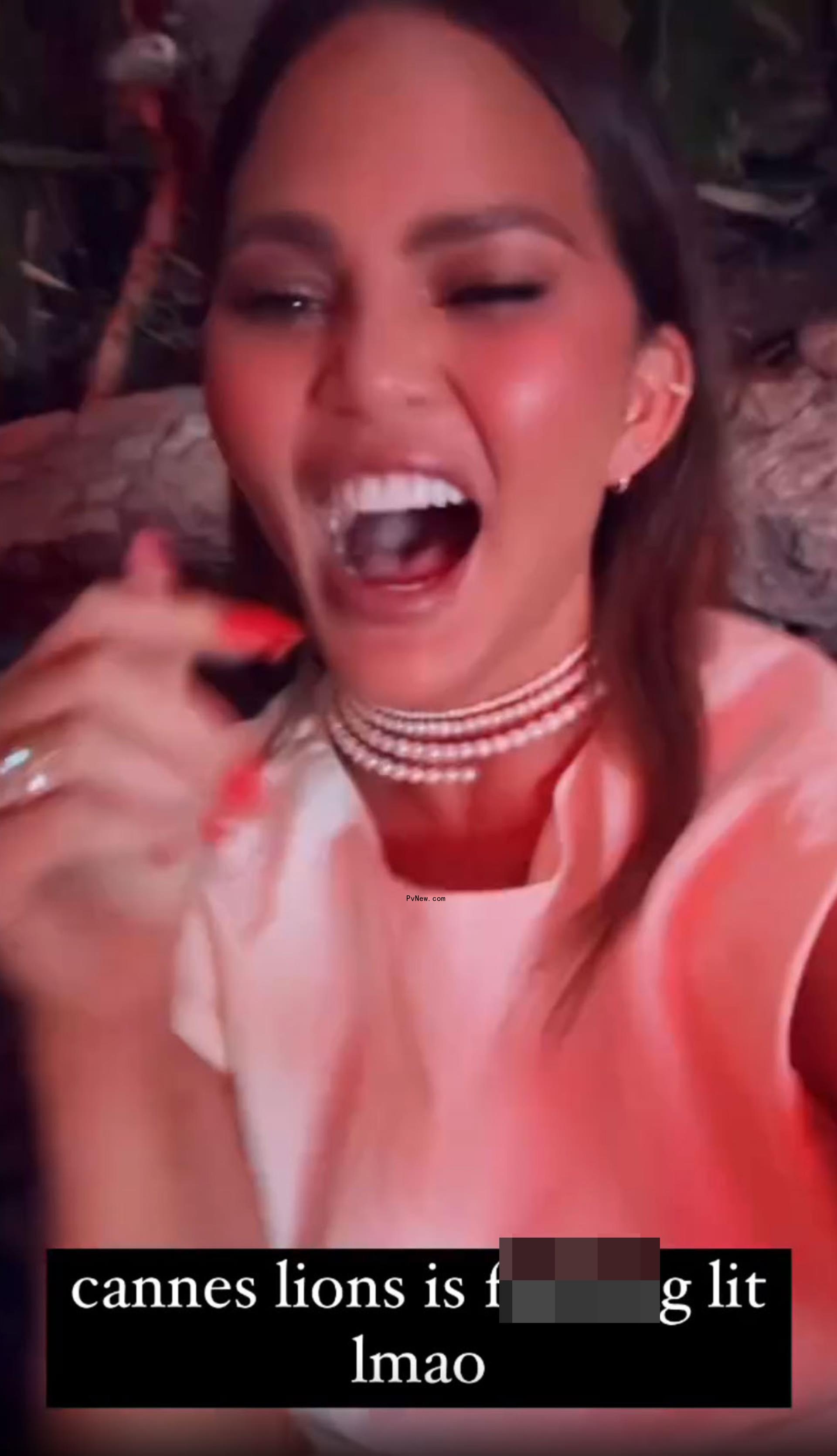 Chrissy Teigen at a Cannes Lions party. 