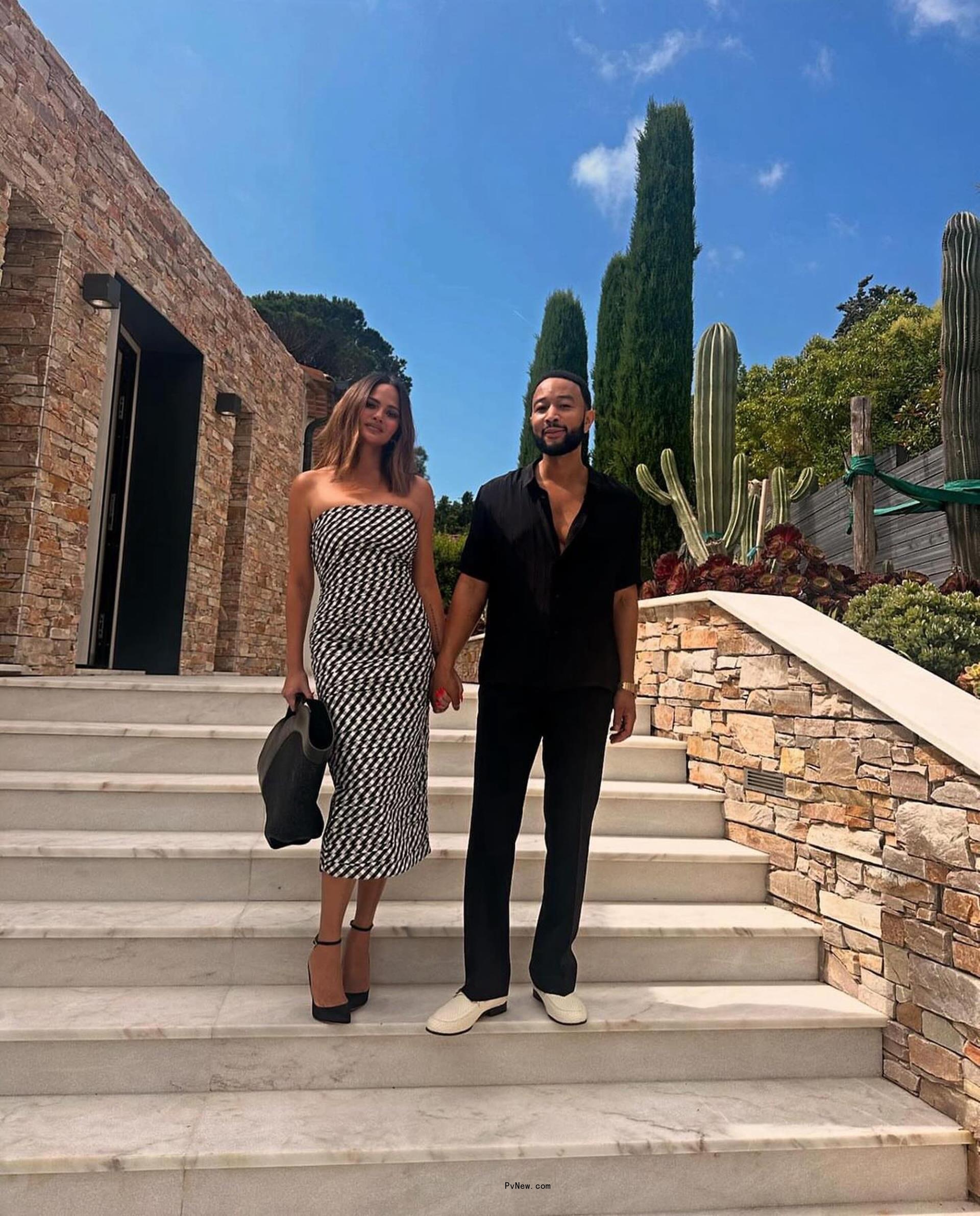 Chrissy Teigen and John Legend in Cannes, France. 