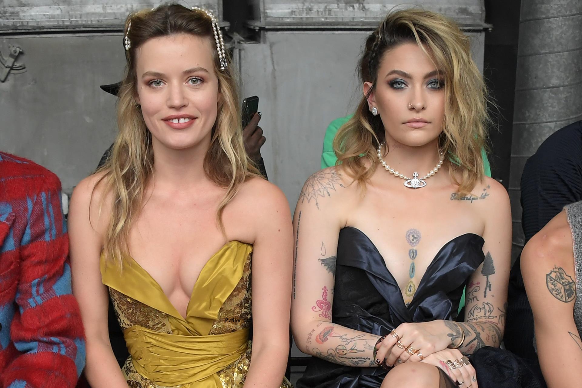 Georgia May Jagger and Paris Jackson attend the Vivienne Westwood show during Paris Fashion Week