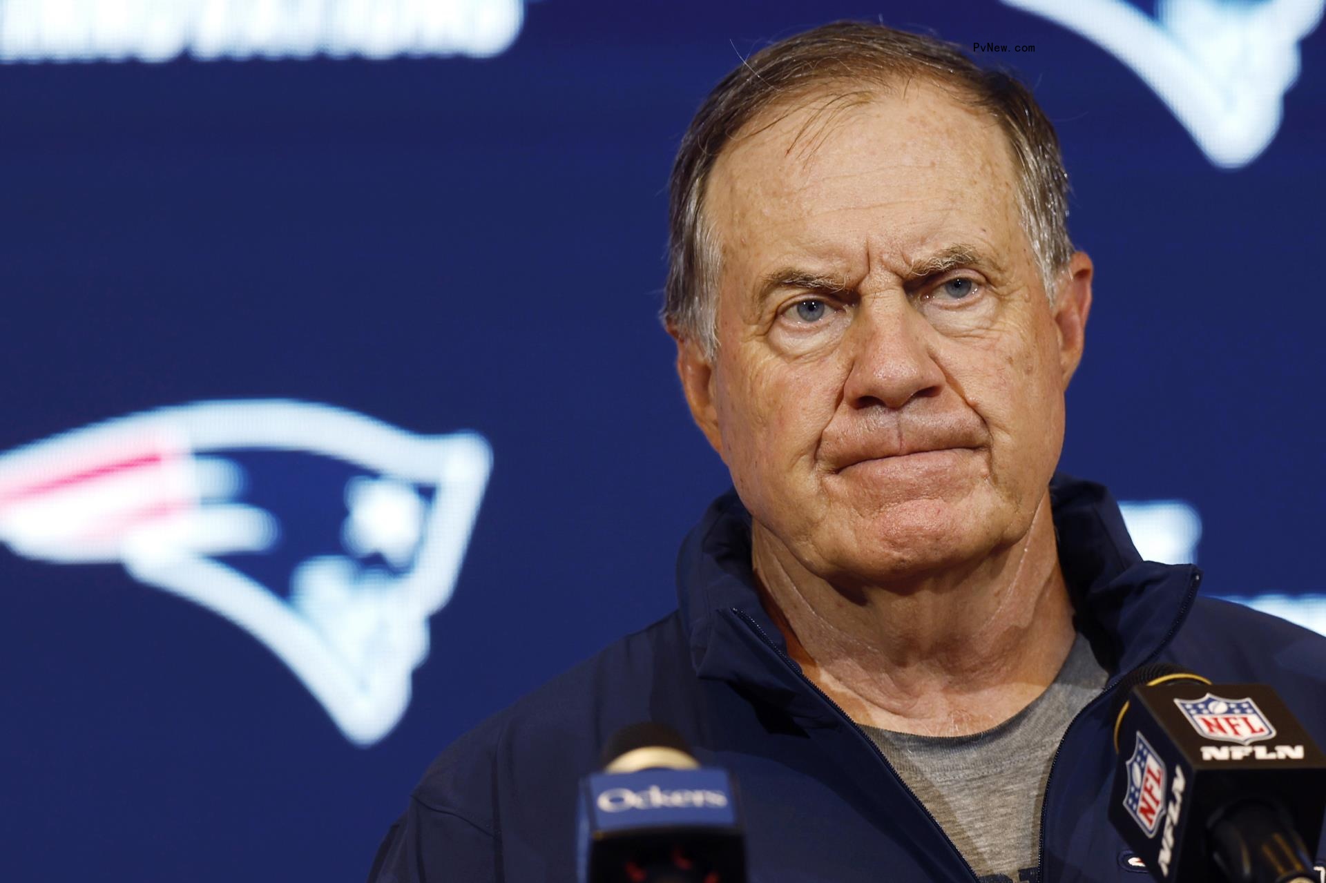 Bill Belichick at a press conference. 