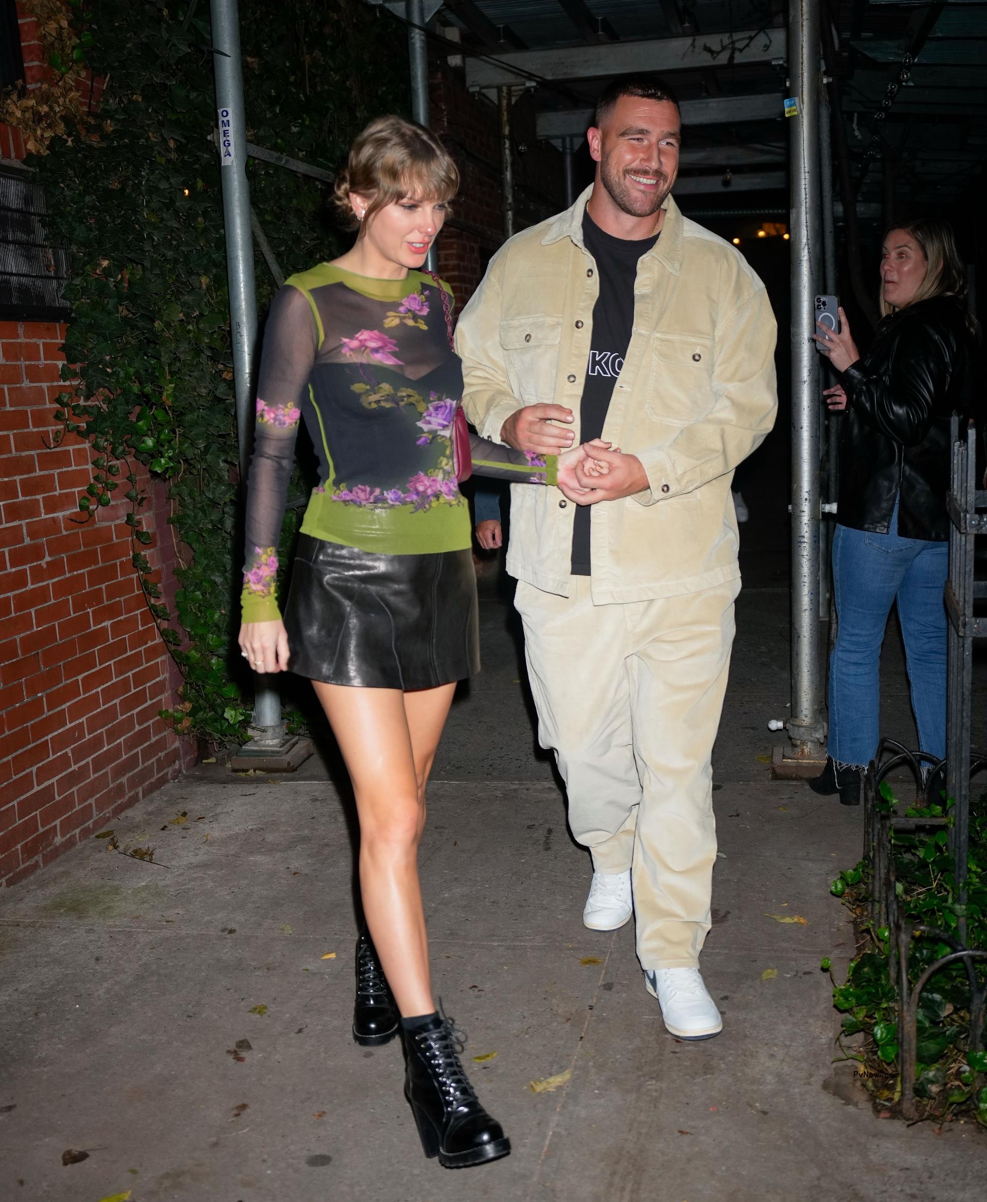 Travis Kelce and Taylor Swift in New York City.