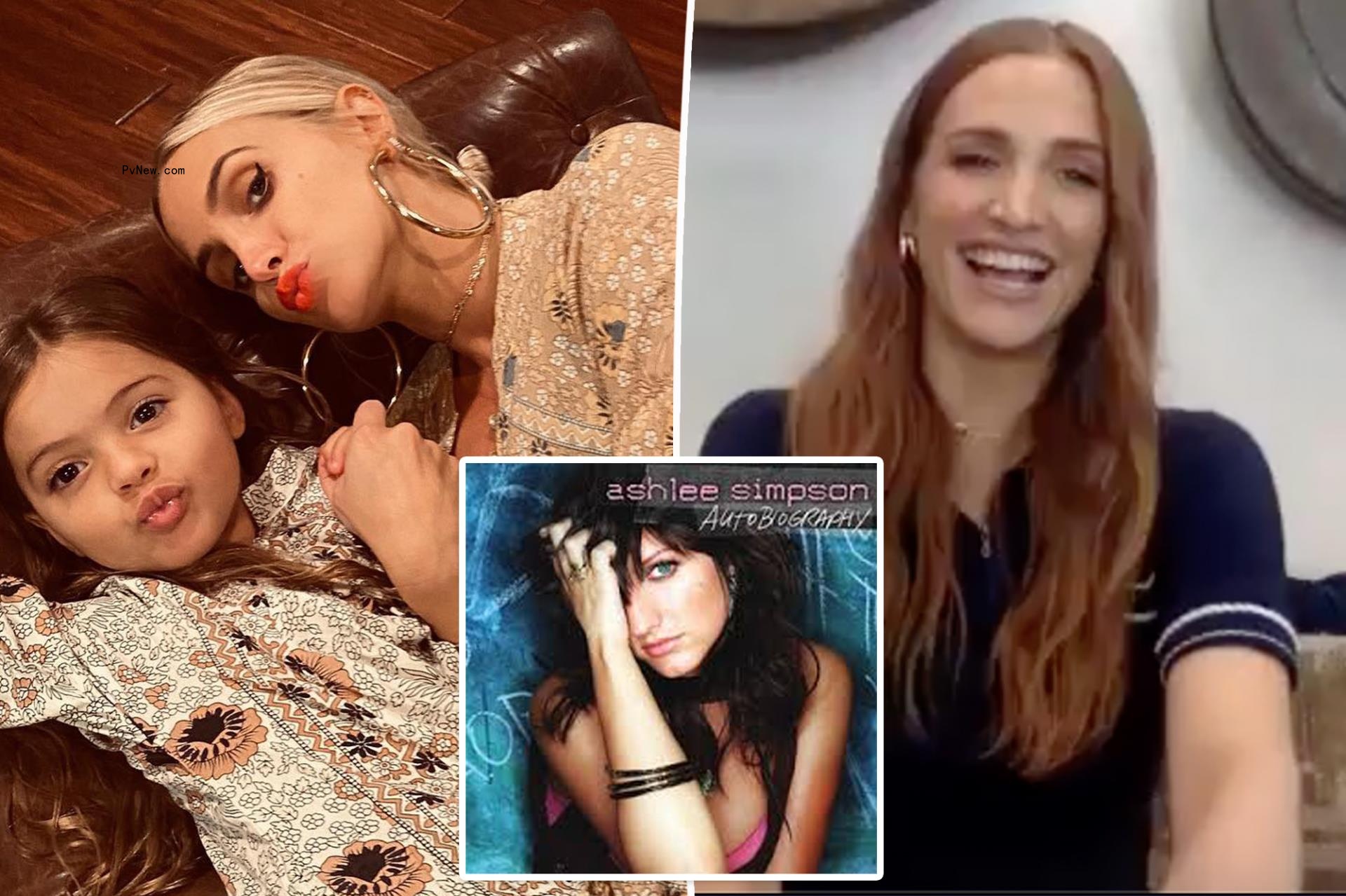 Ashlee Simpson split image with 