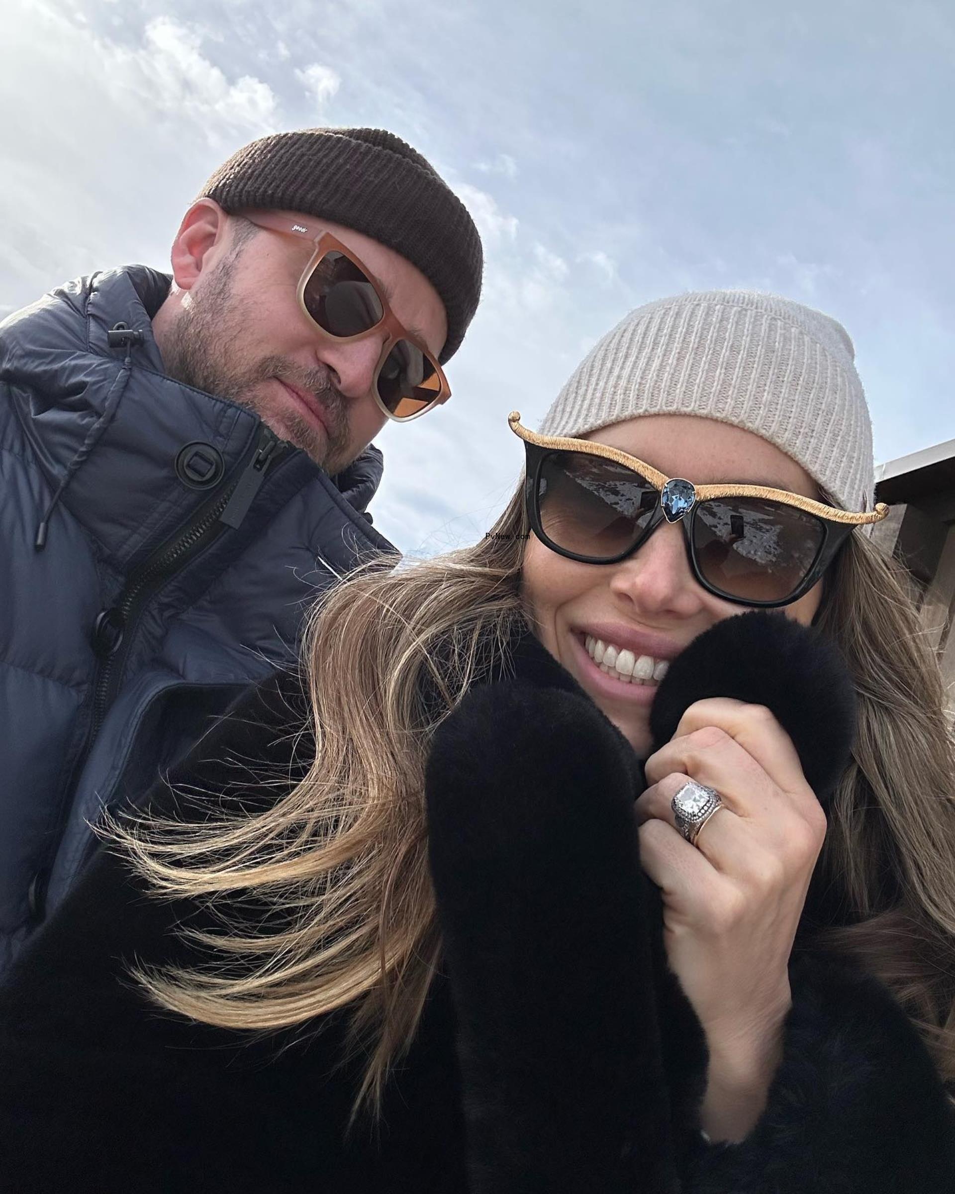 A selfie of Justin Timberlake and Jessica Biel