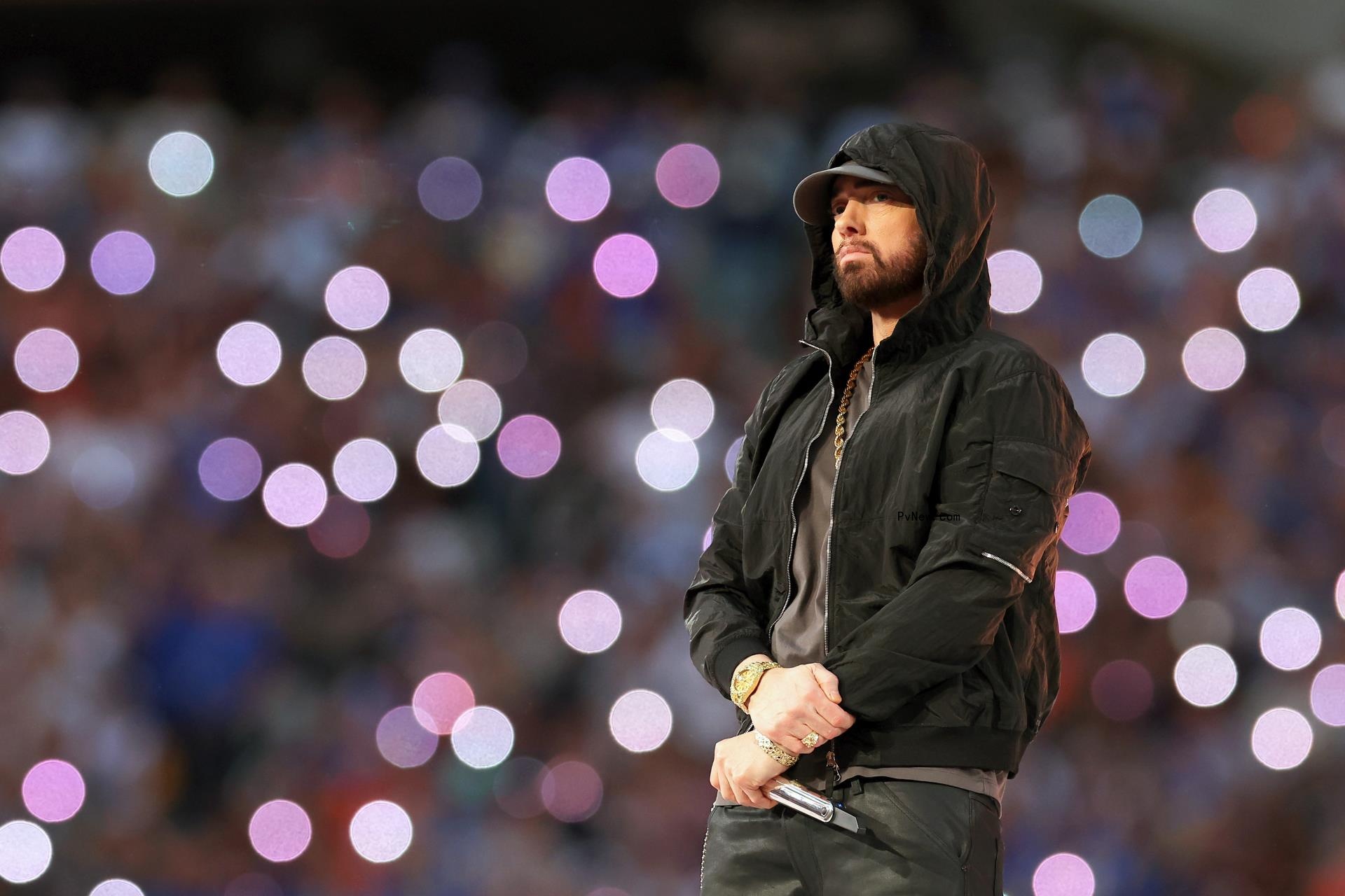 Eminem onstage.