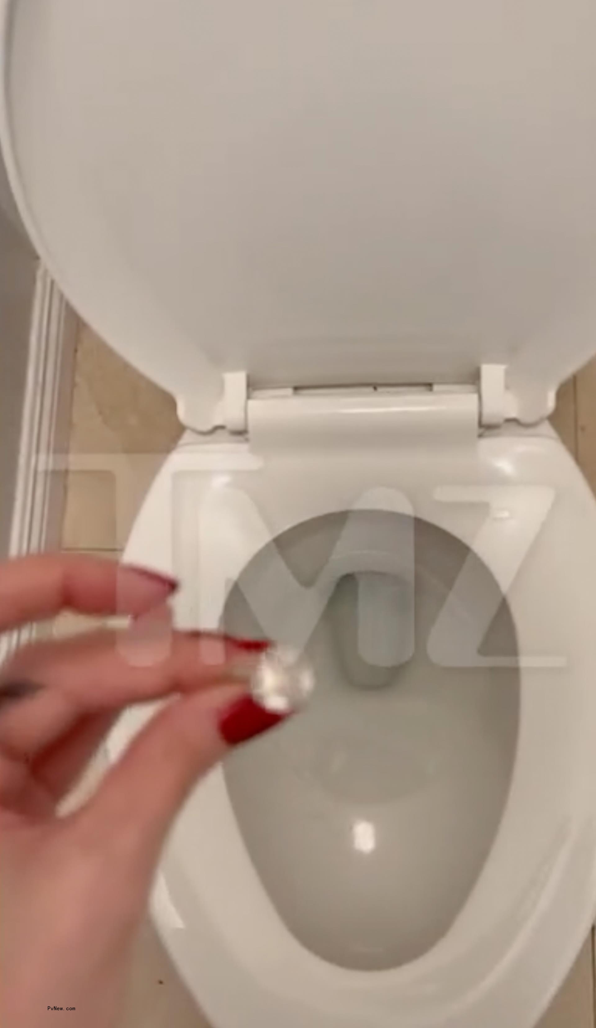 Courtney Stodden tossing a diamond ring into the toilet