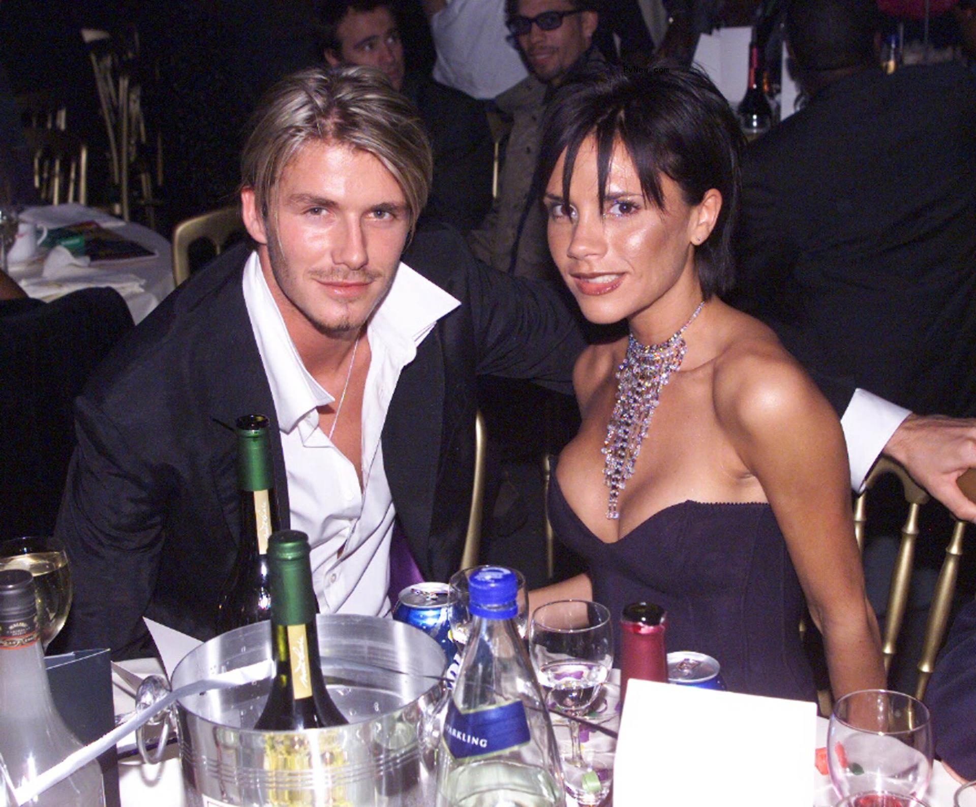 Victoria and David Beckham at dinner.