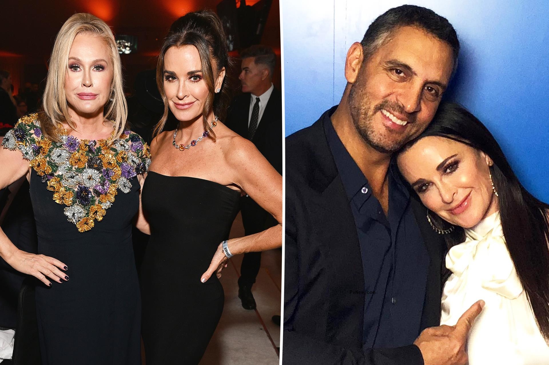 Kathy Hilton and sister Kyle Richards split image with Mauricio Umansky.