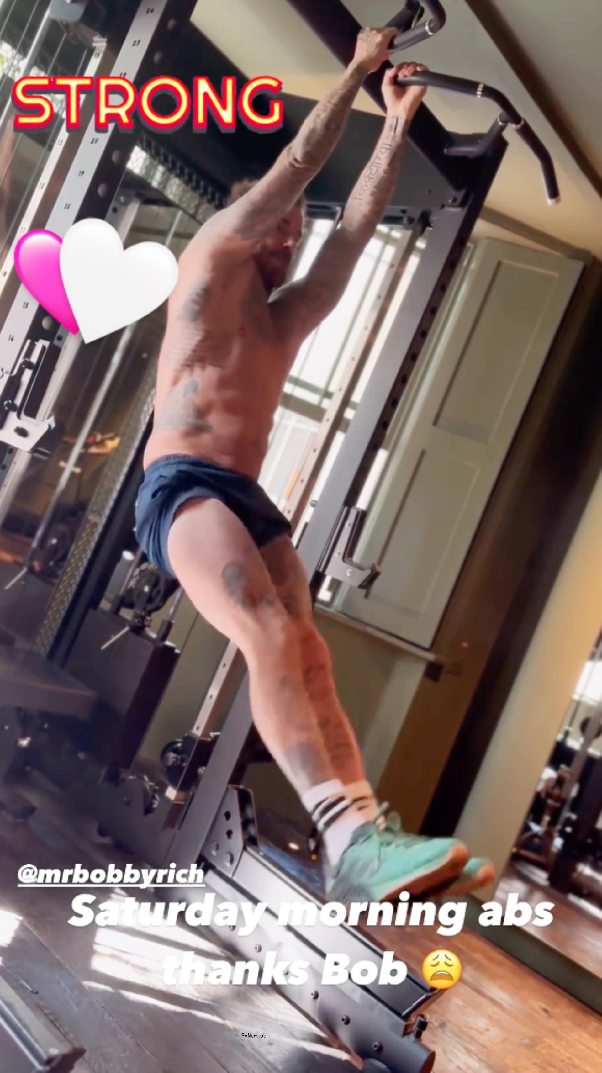 David Beckham crunches
