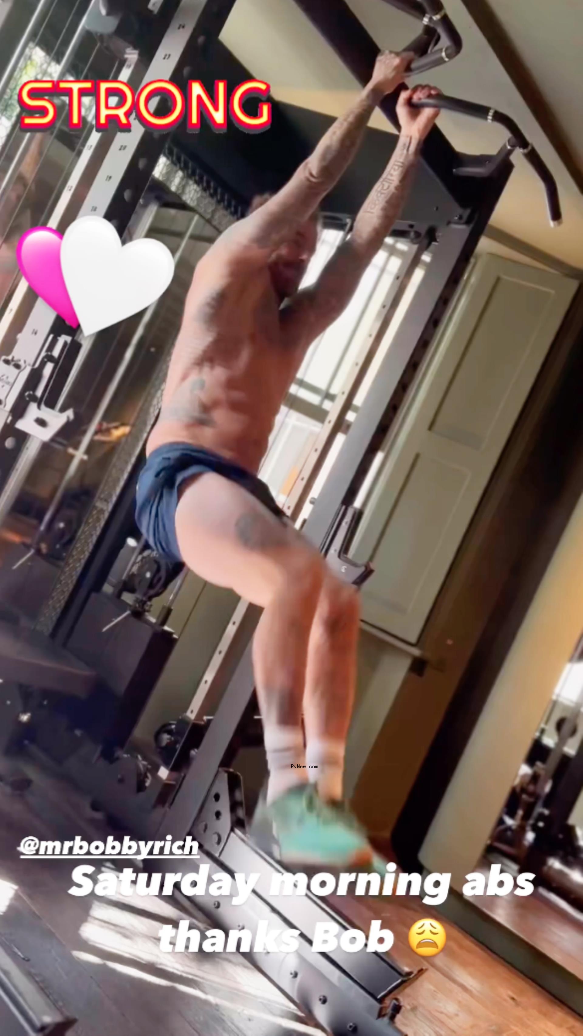 David Beckham crunches