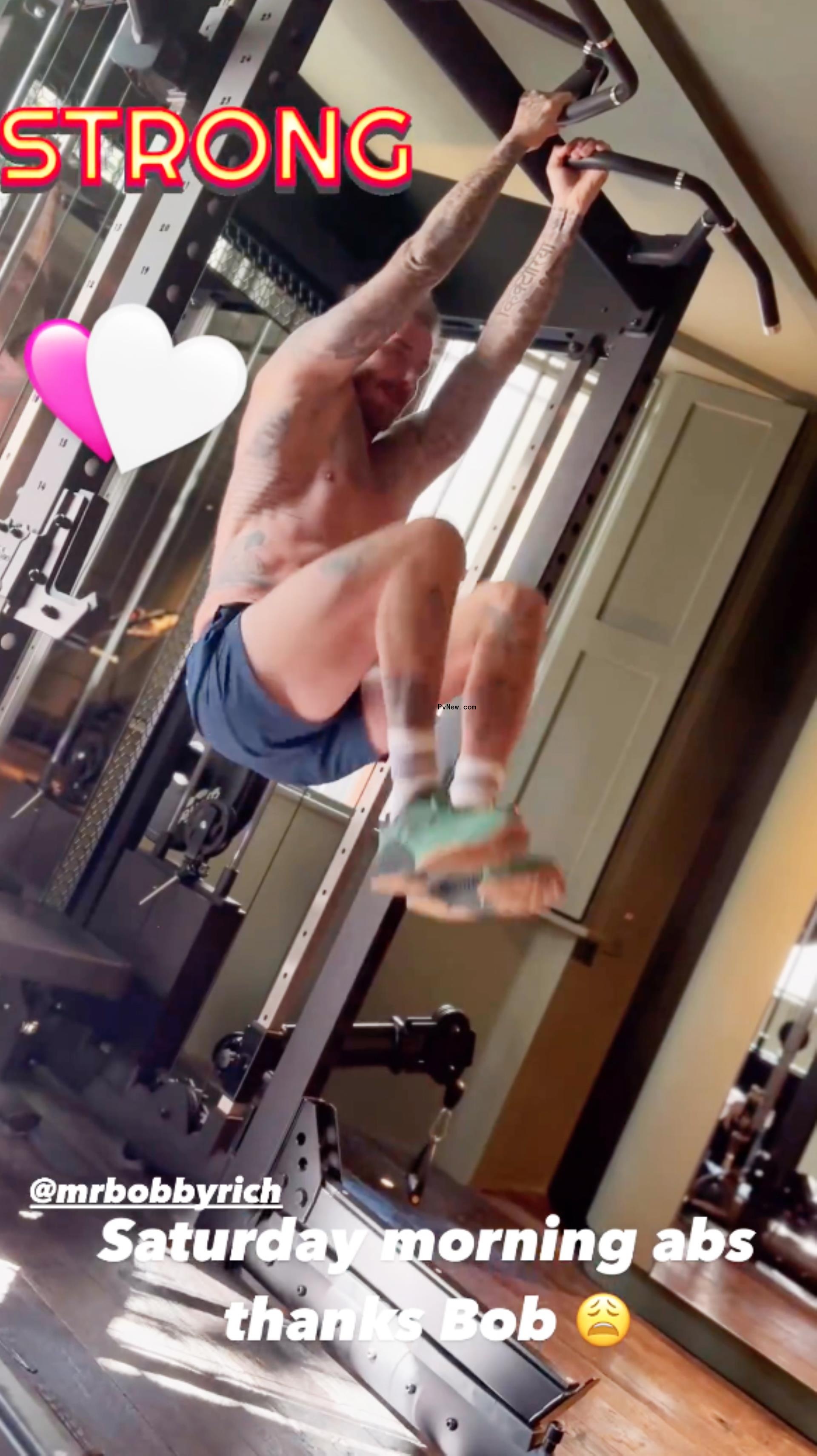 David Beckham crunches