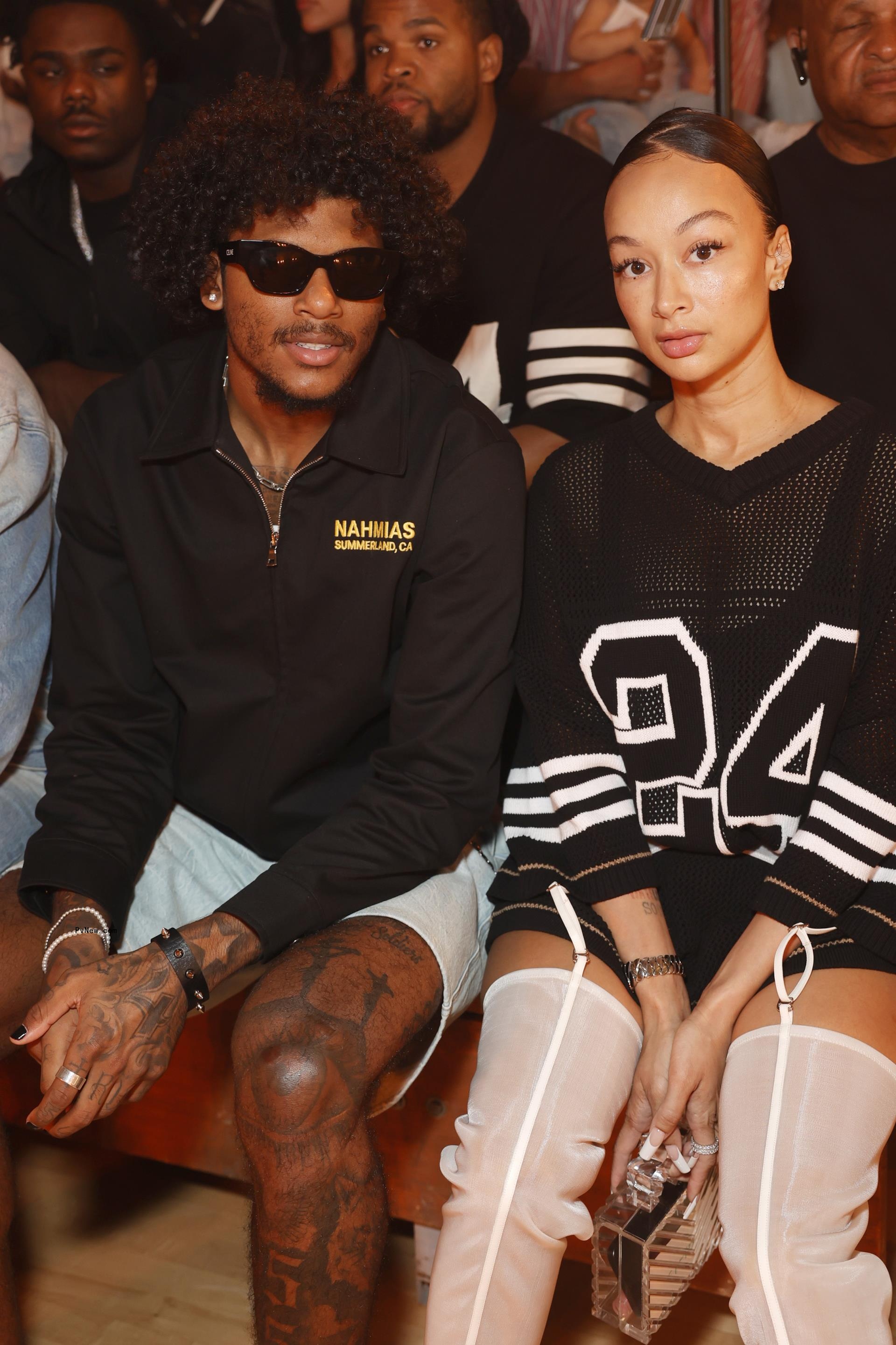 Draya Michele and Jalen Green at the NAHMIAS SS25 Menswear Show in 2024.