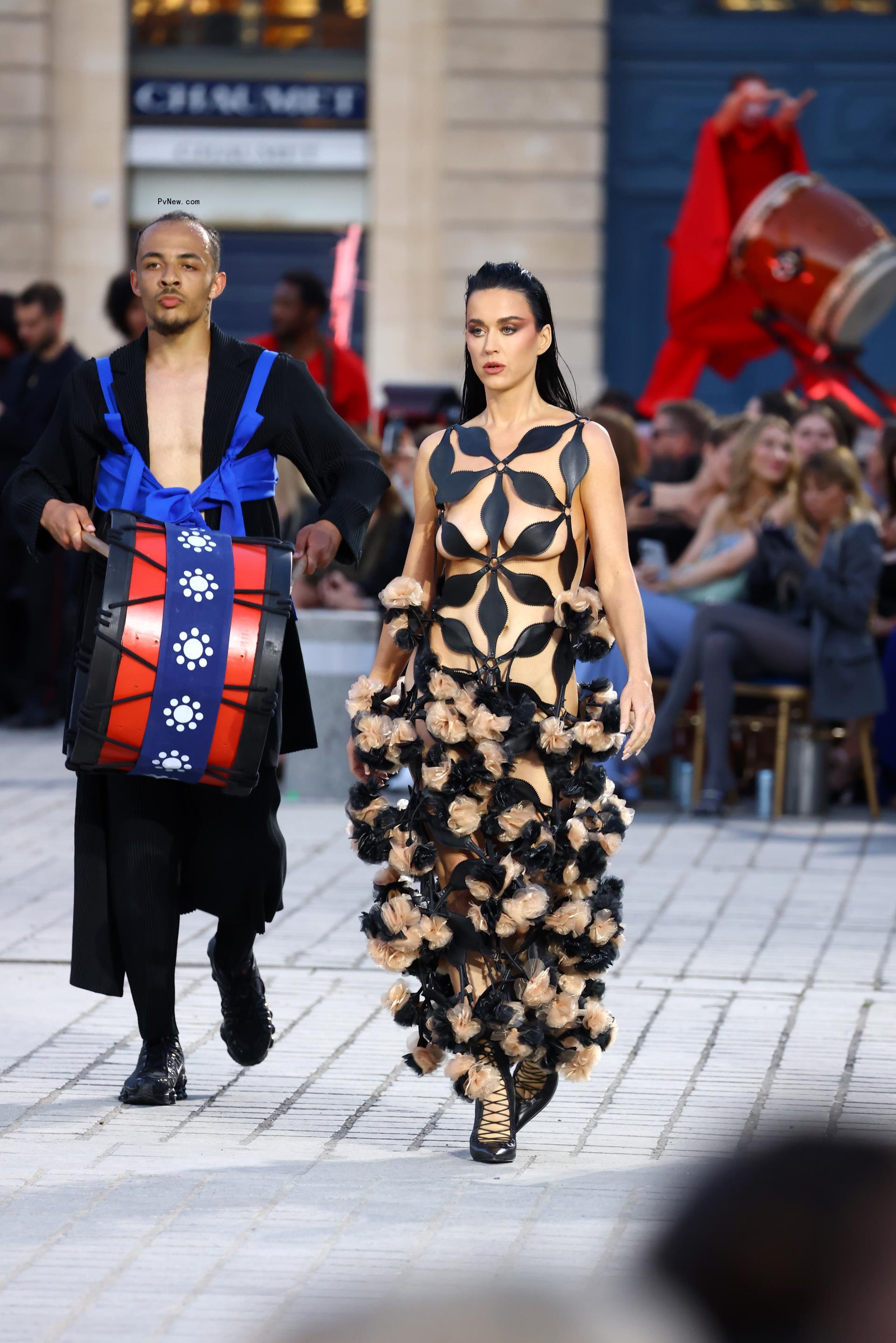 Katy Perry walks the runway at Vogue World: Paris wearing a cutout dress