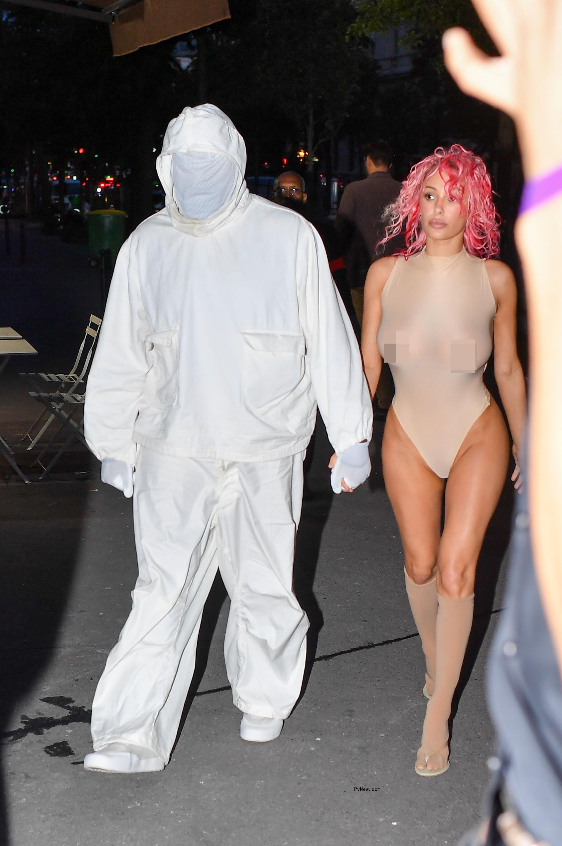 Bianca Censori and Kanye West in Paris.