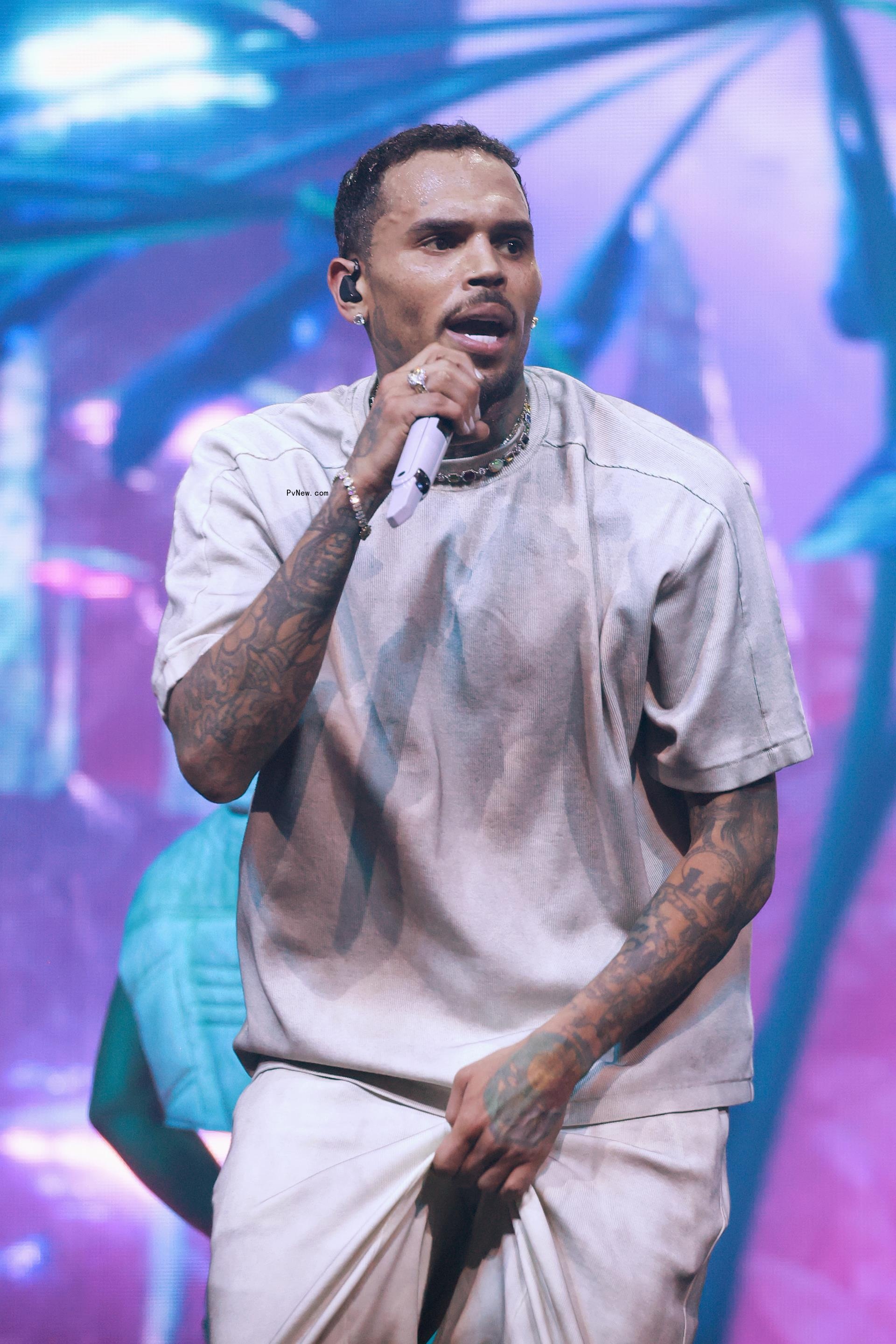 Chris Brown performing.