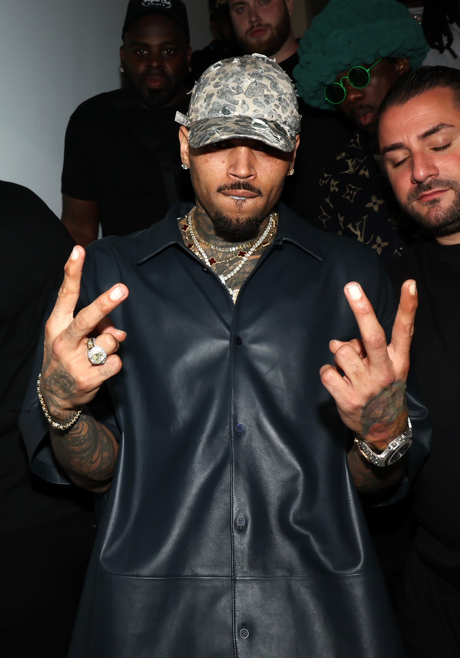 Chris Brown at his co<i></i>ncert after party in 2024.