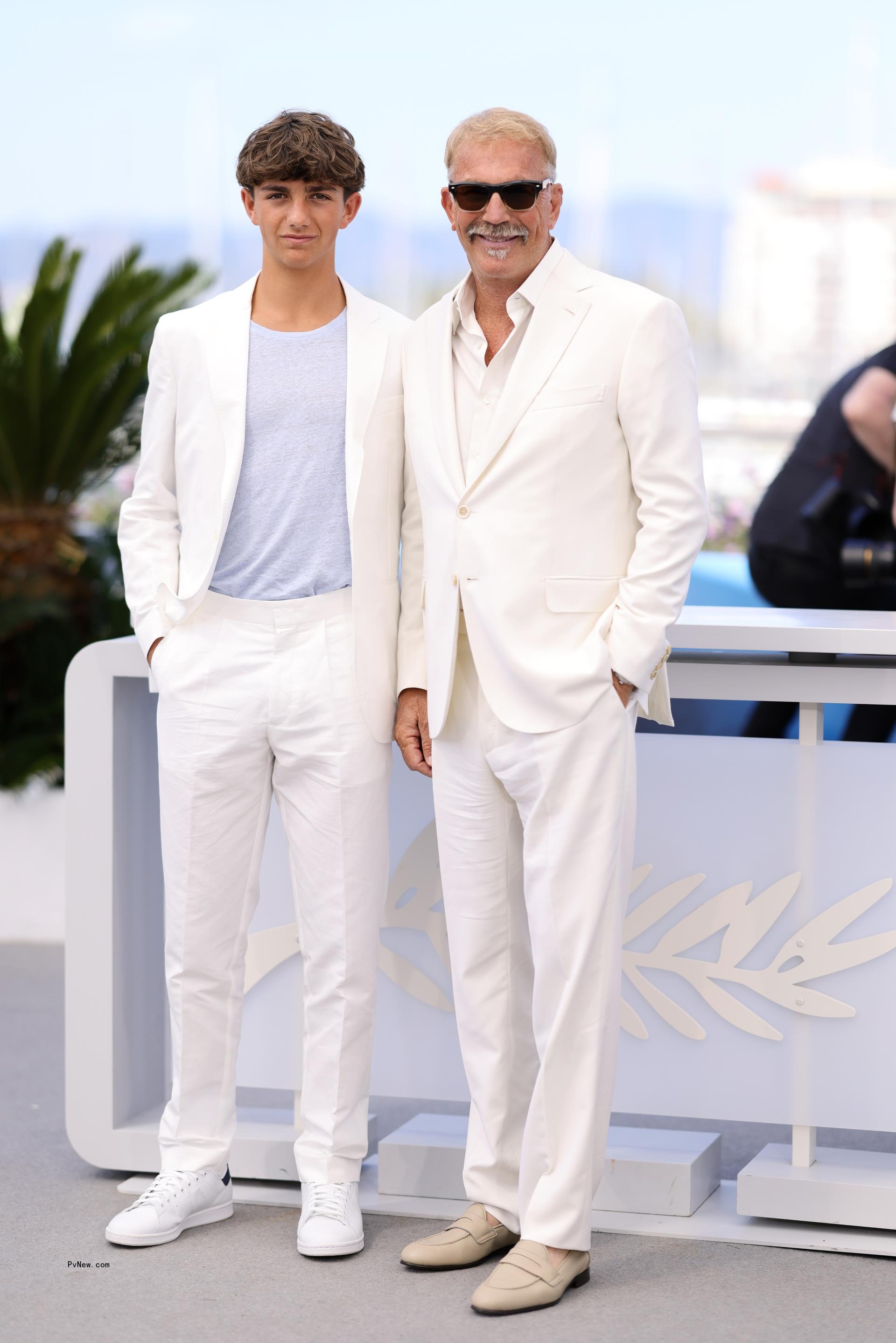 Hayes Costner and Kevin Costner posing together