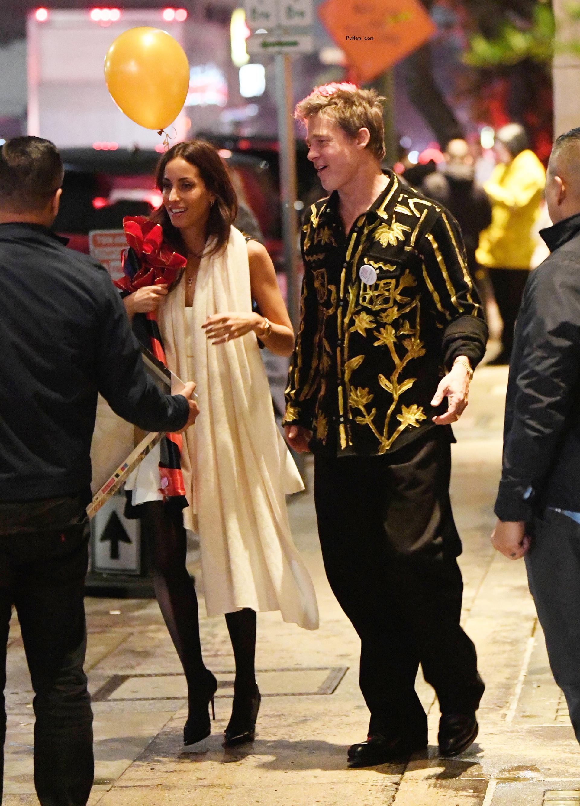 Ines de Ramon and BRad Pitt in Los Angeles.