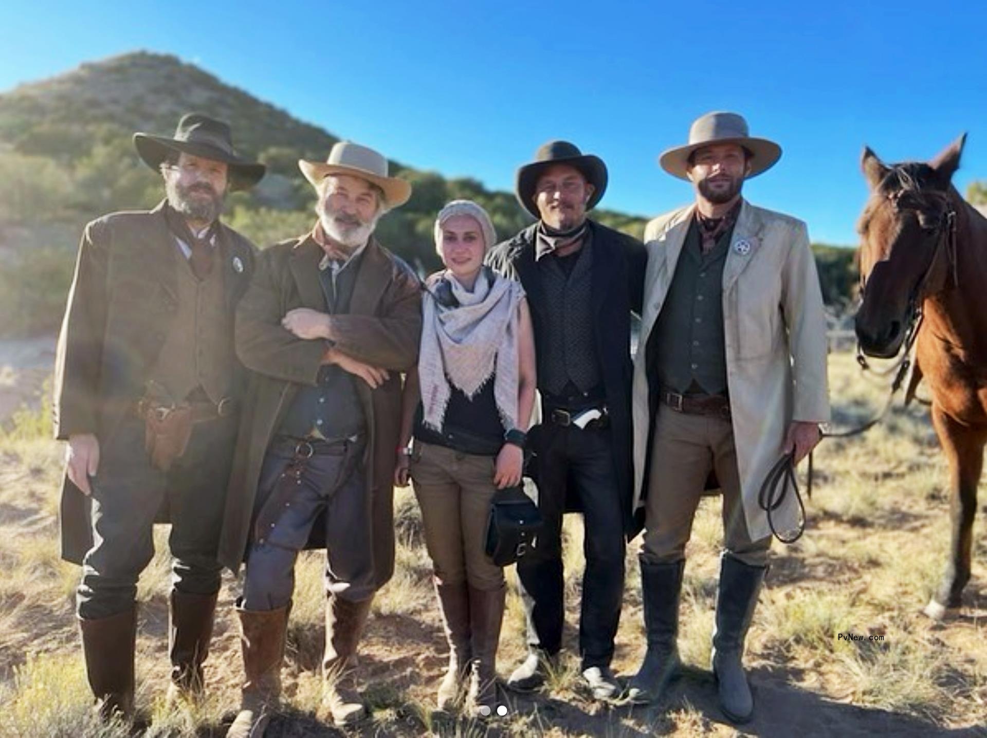 Josh Hopkins, Alec Baldwin, Halyna Hutchins, Travis Fimmel and Jensen Ackles