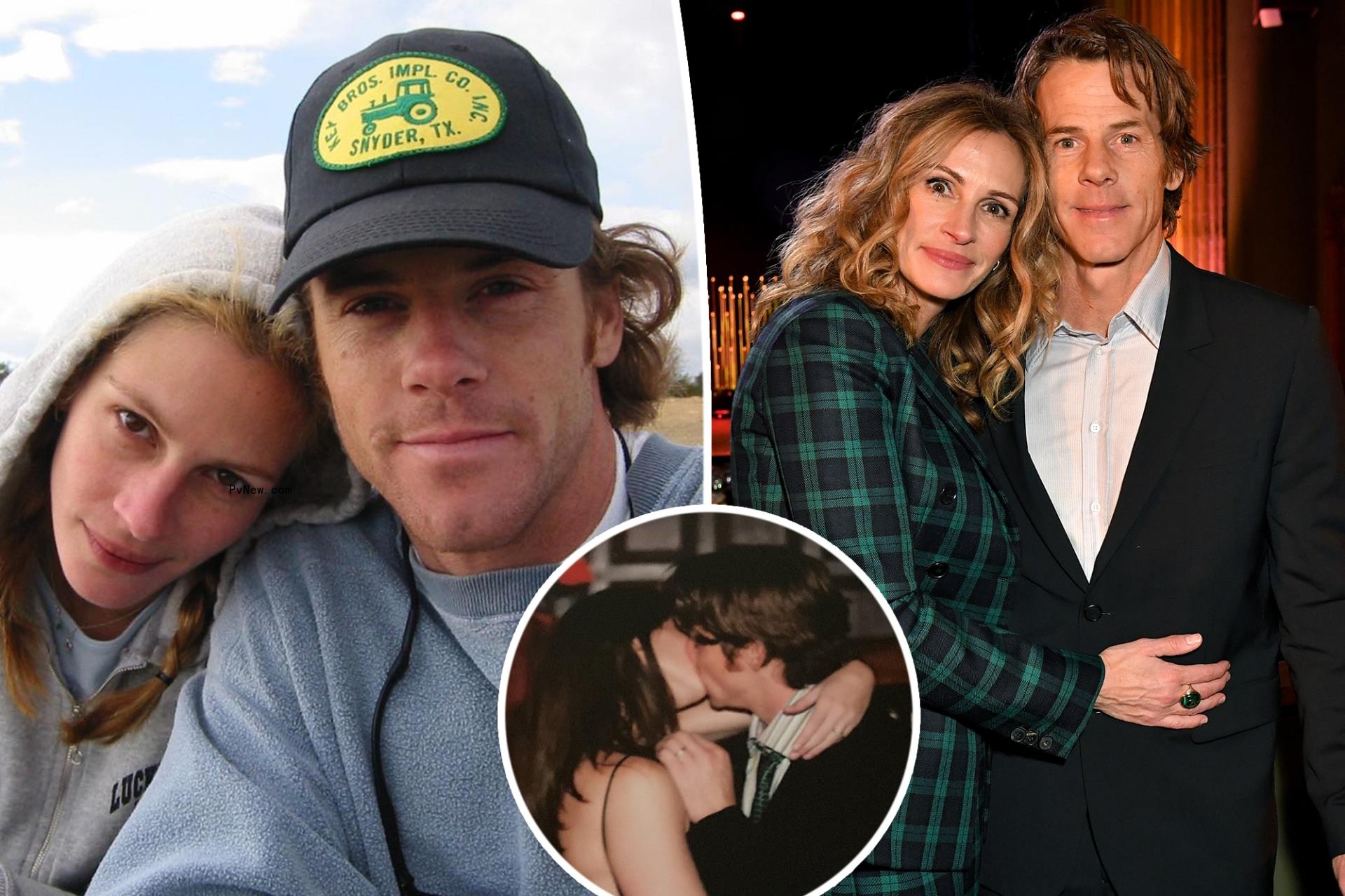A composite of three photos of Julia Roberts and Danny Moder
