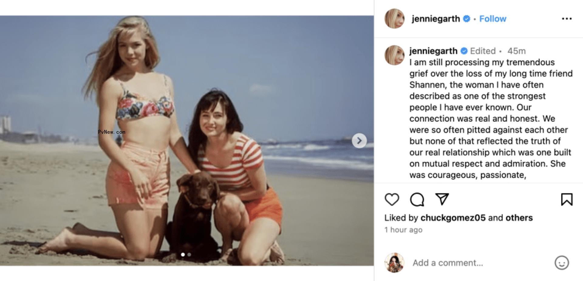 Jennie Garth Instagram tribute to Shannen Doherty