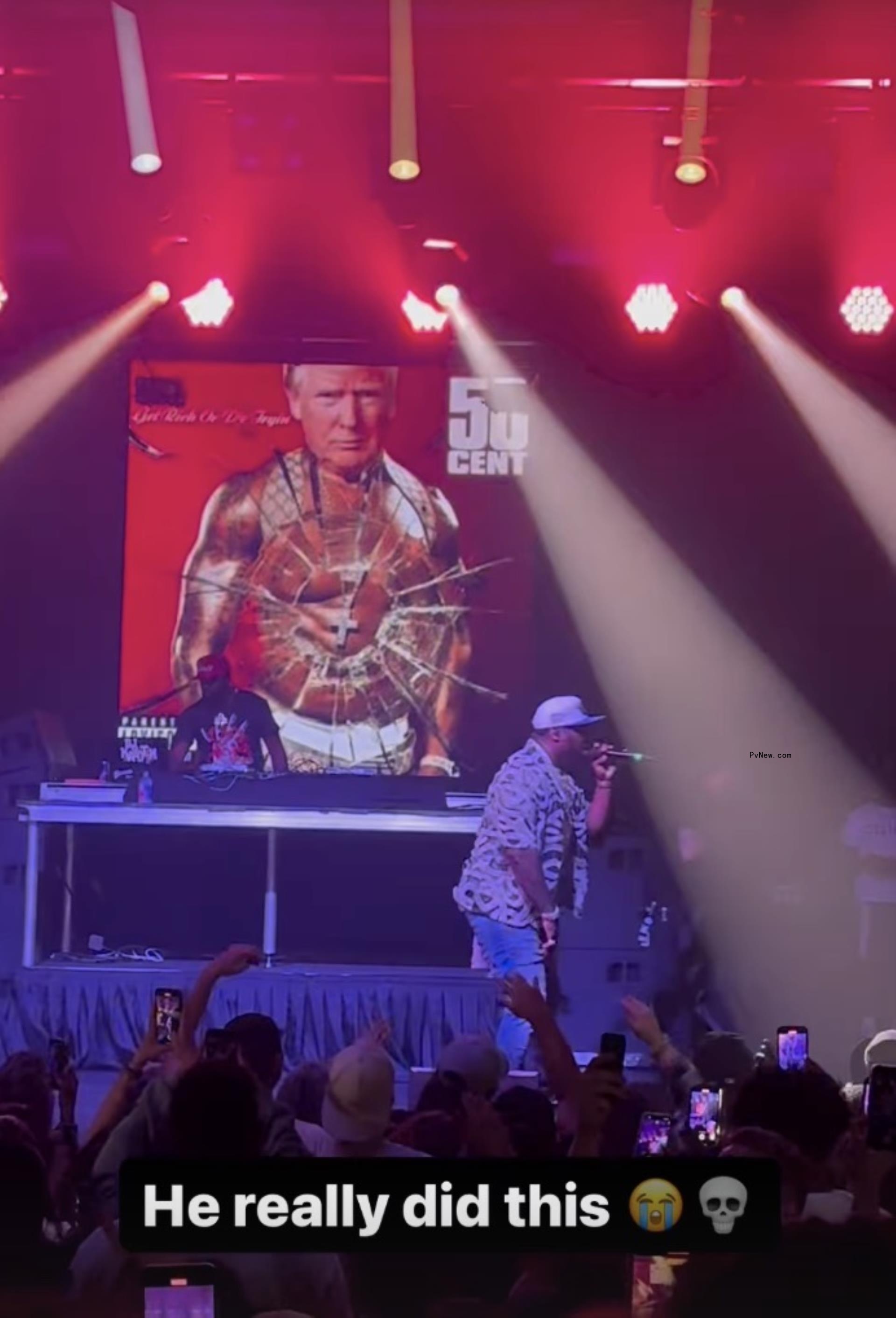 Trump's head on 50 Cent's body for an edited 