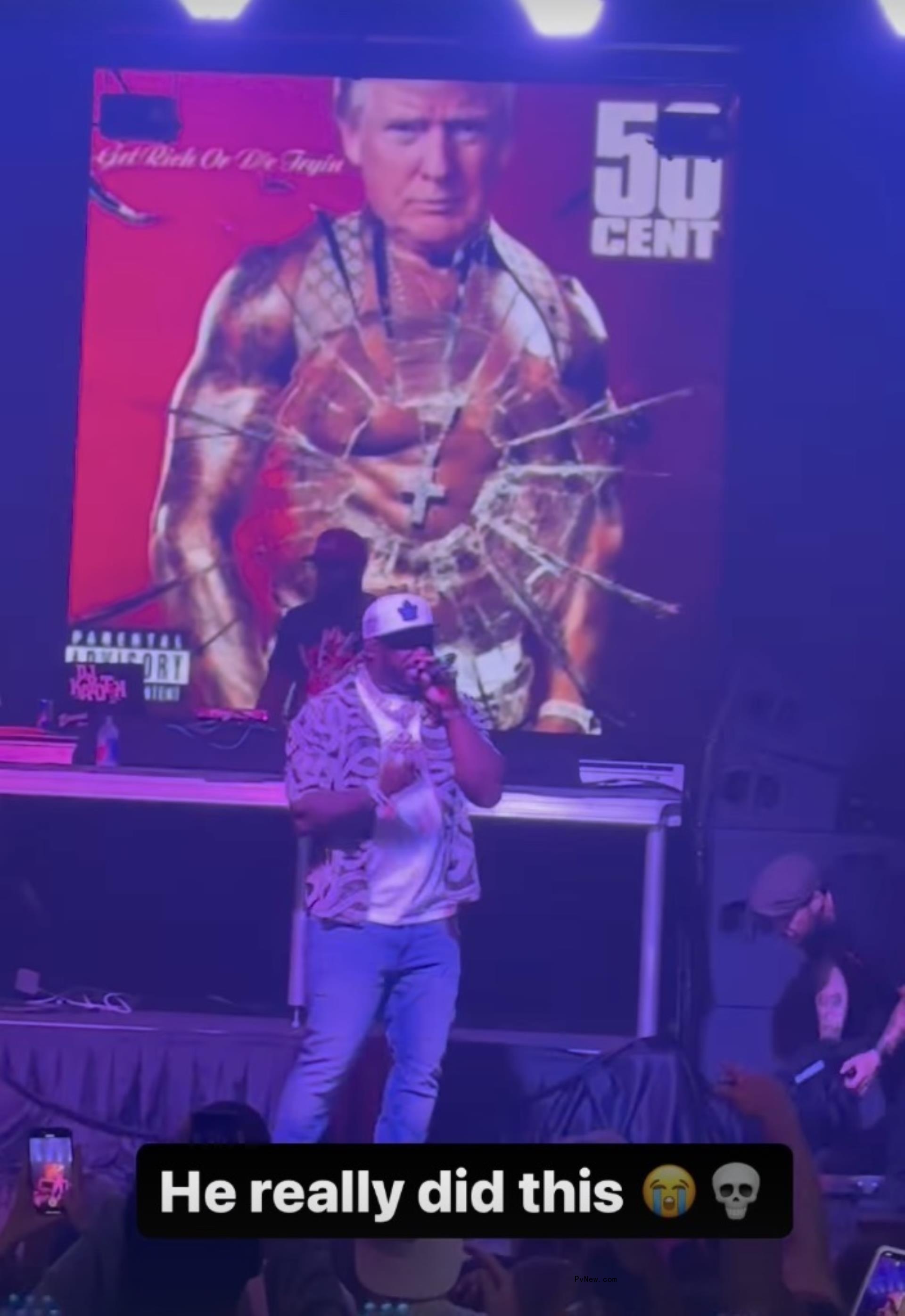 Trump's head on 50 Cent's body for an edited 