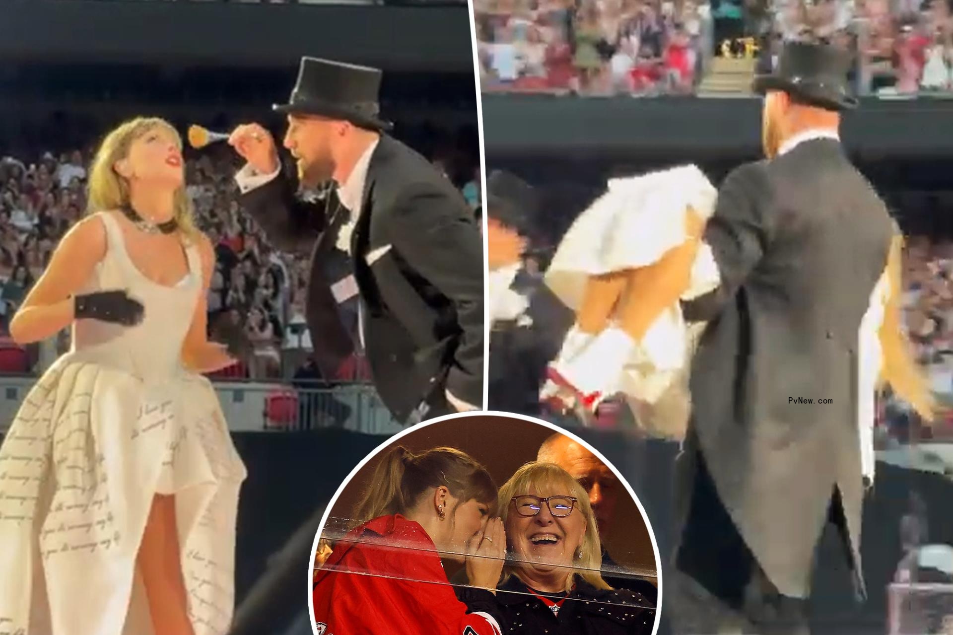Do<i></i>nna Kelce shares Eras Tour clip of Travis Kelce and Taylor Swift o<i></i>nstage in London: 'SOS'