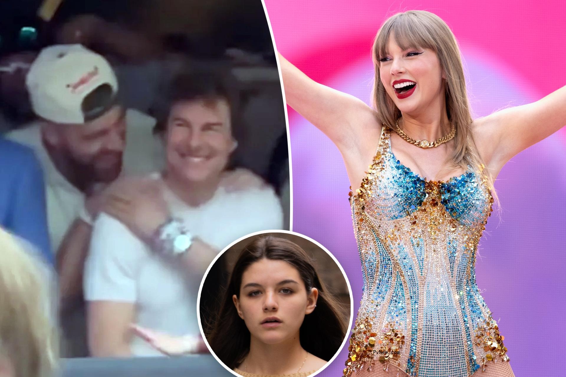 Tom Cruise bo<i></i>nds with Travis Kelce at Taylor Swift’s Eras Tour after skipping daughter Suri’s graduation
