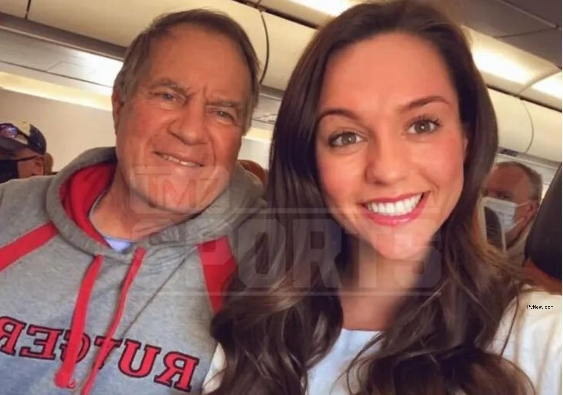 Bill Belichick and Jordon Hudson on a plane.